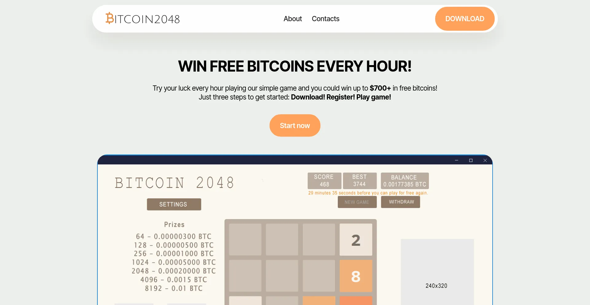 Screenshot of 2048coin.xyz homepage