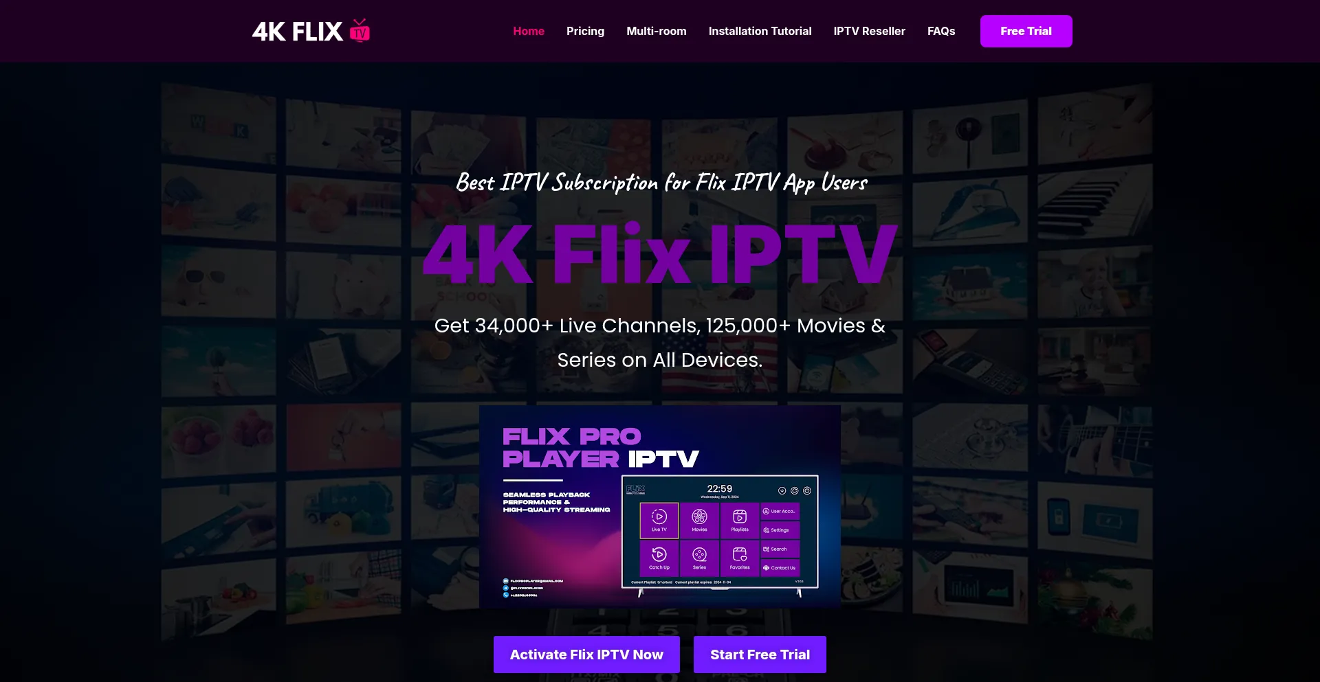 Screenshot of 4kflixiptv.com homepage