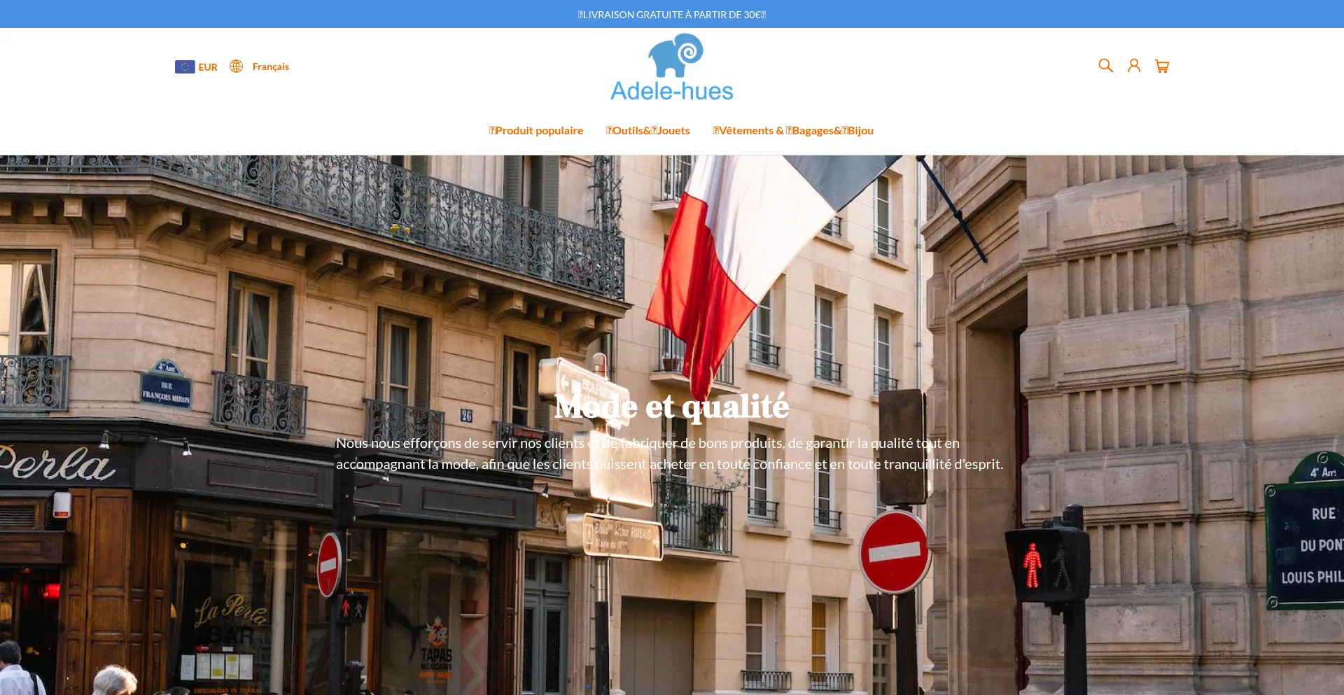 Screenshot of adele-hues.fr homepage