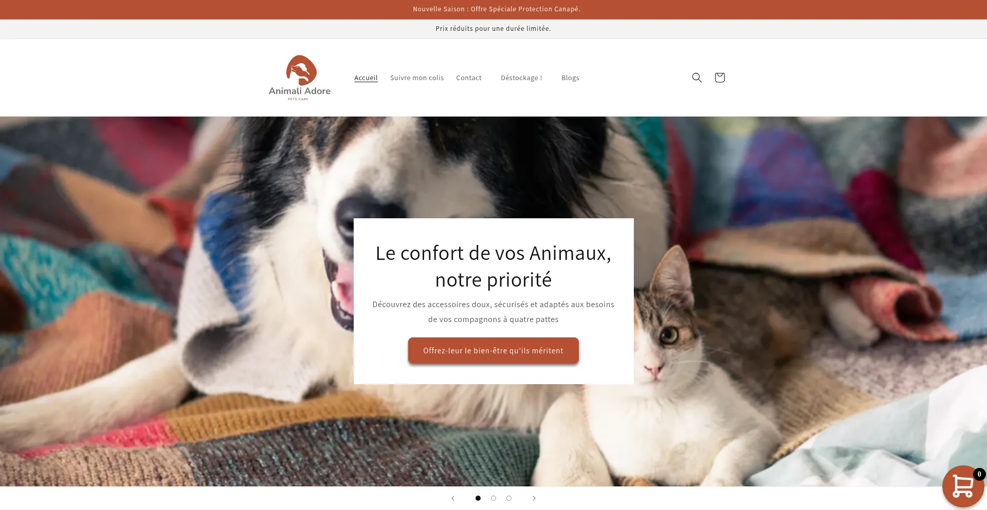 Screenshot of animaliadore.com homepage