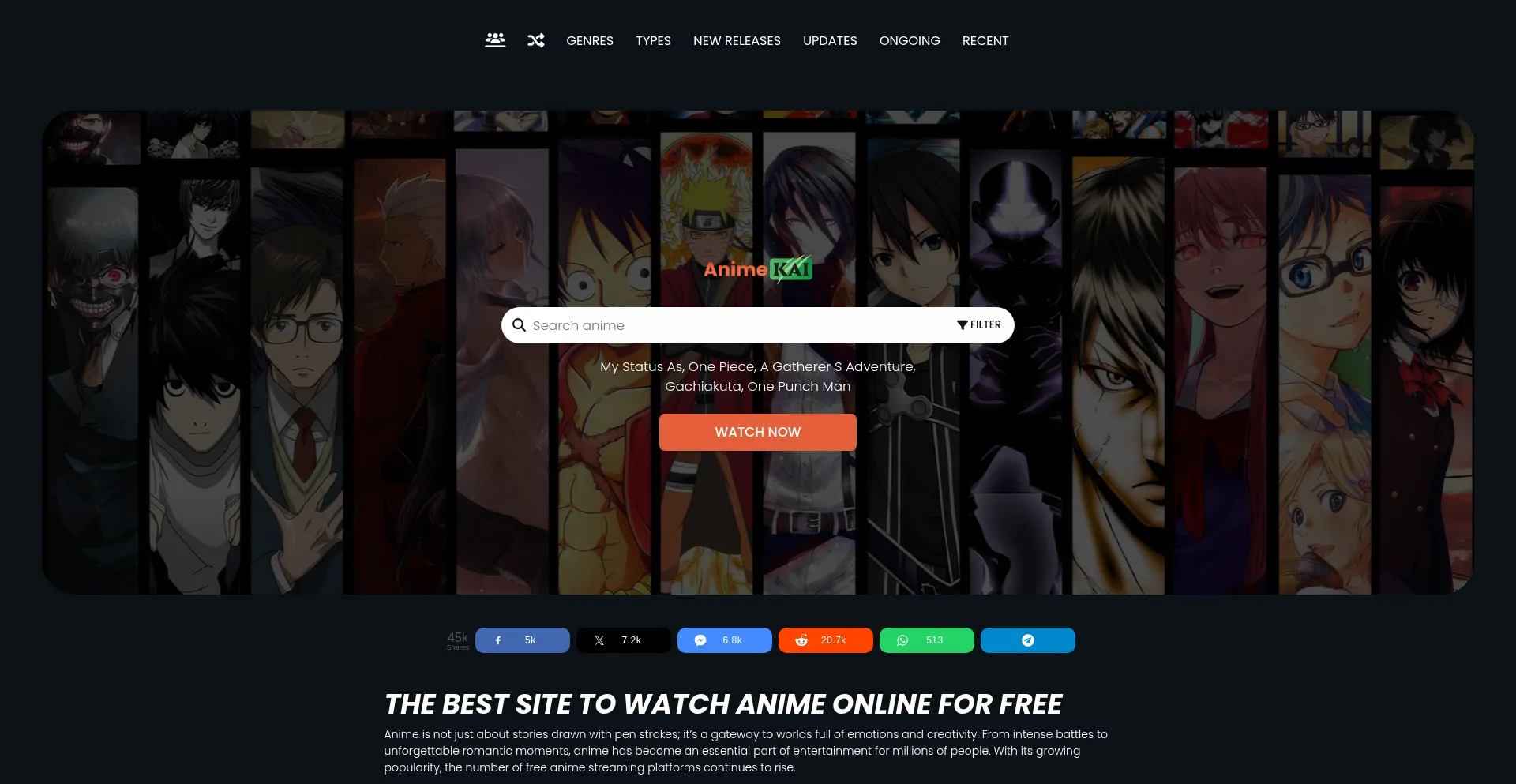 Screenshot of animekai.to homepage