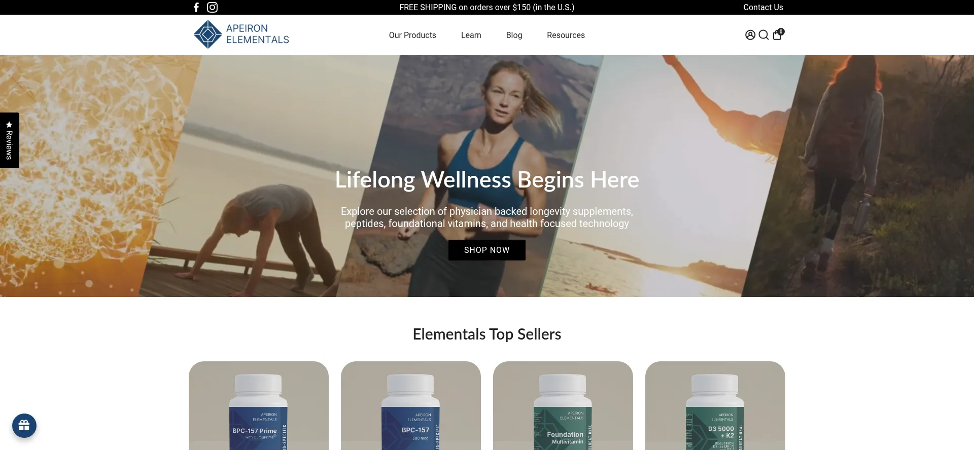 Screenshot of apeiron.store homepage