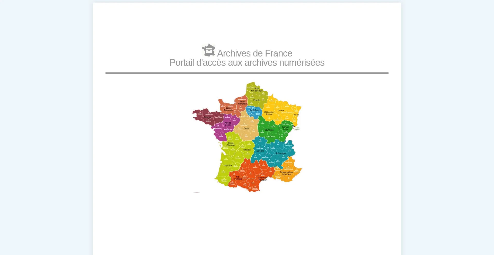 Screenshot of archives-de-france.fr homepage