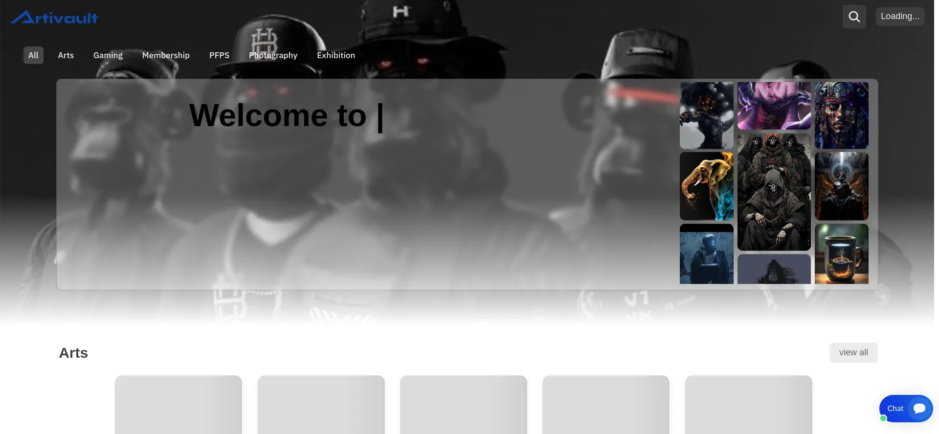 Screenshot of artivault.com homepage