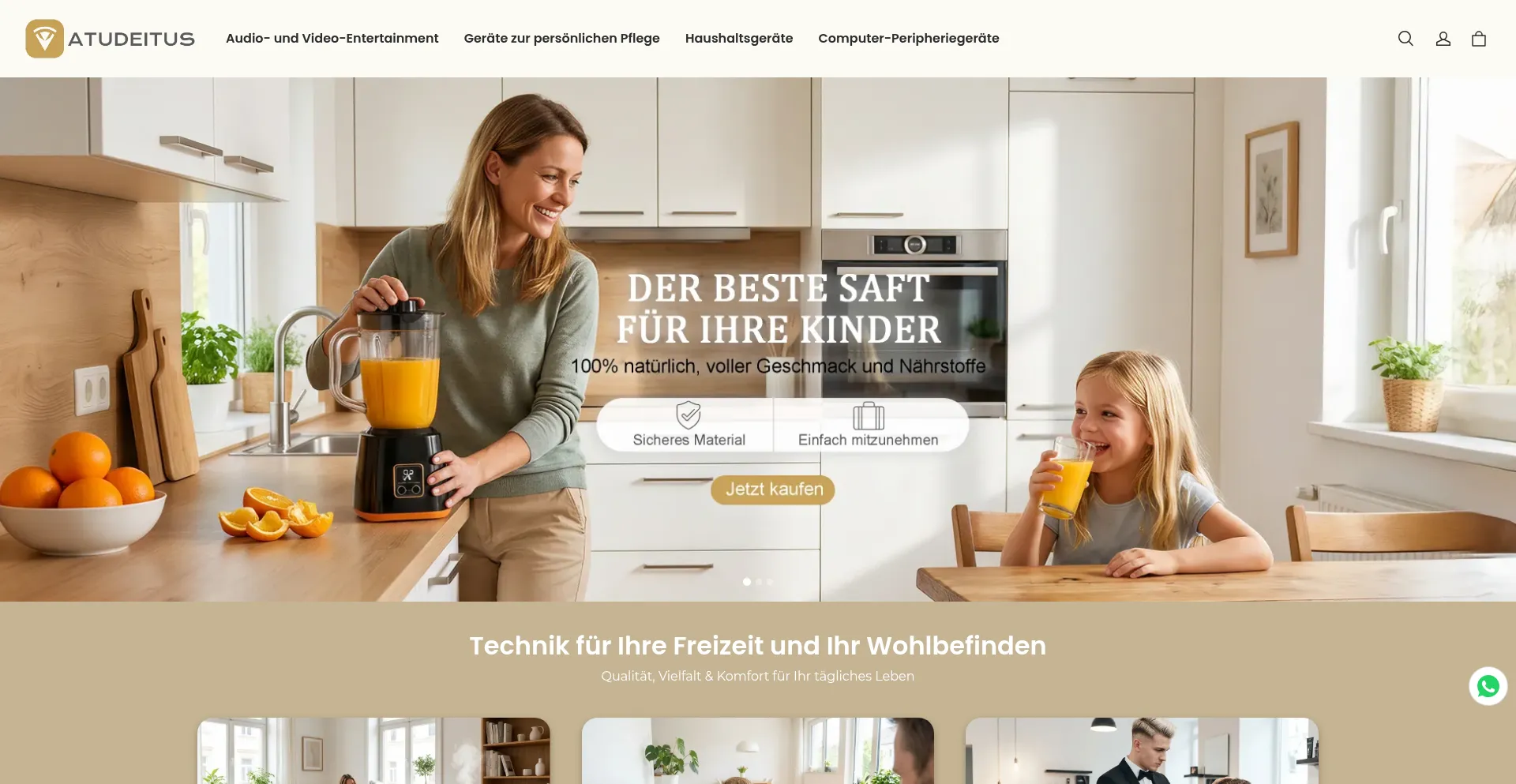 Screenshot of atudeitus.com homepage