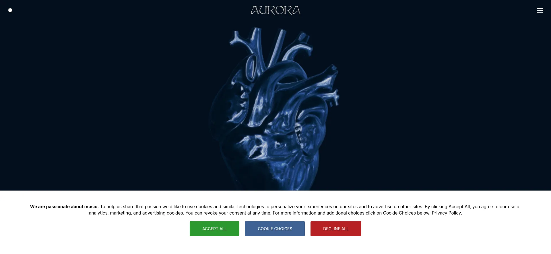 Screenshot of aurora-music.com homepage
