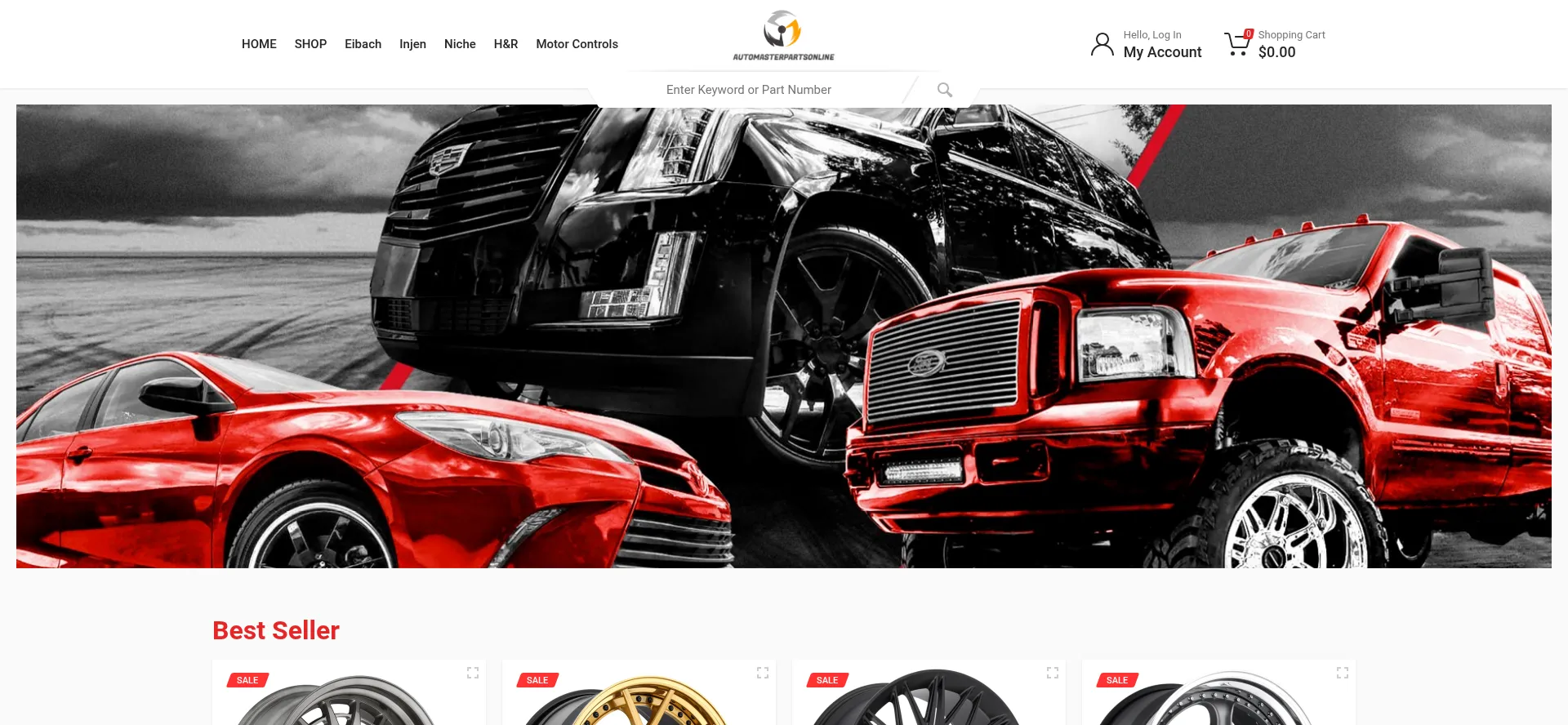 Screenshot of automasterpartsonline.com homepage