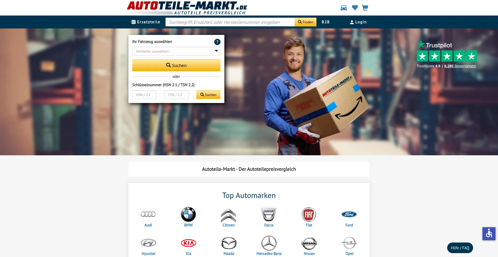 Screenshot of autoteile-markt.de homepage