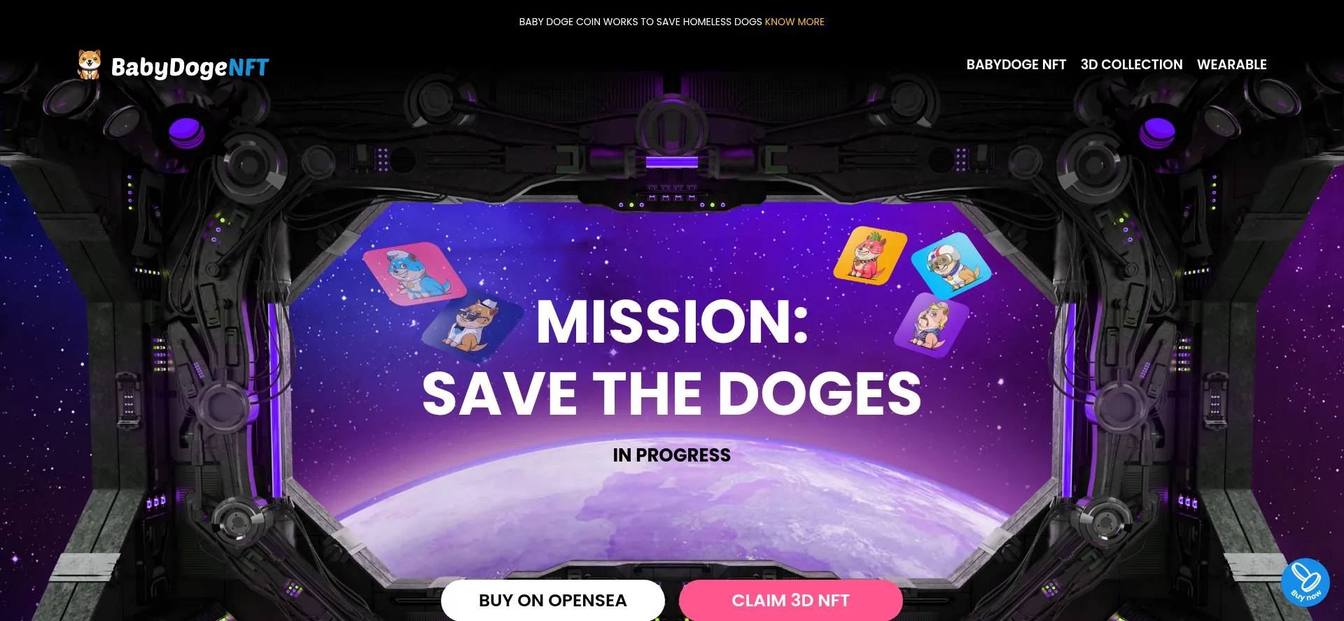 Screenshot of babydogenft.com homepage