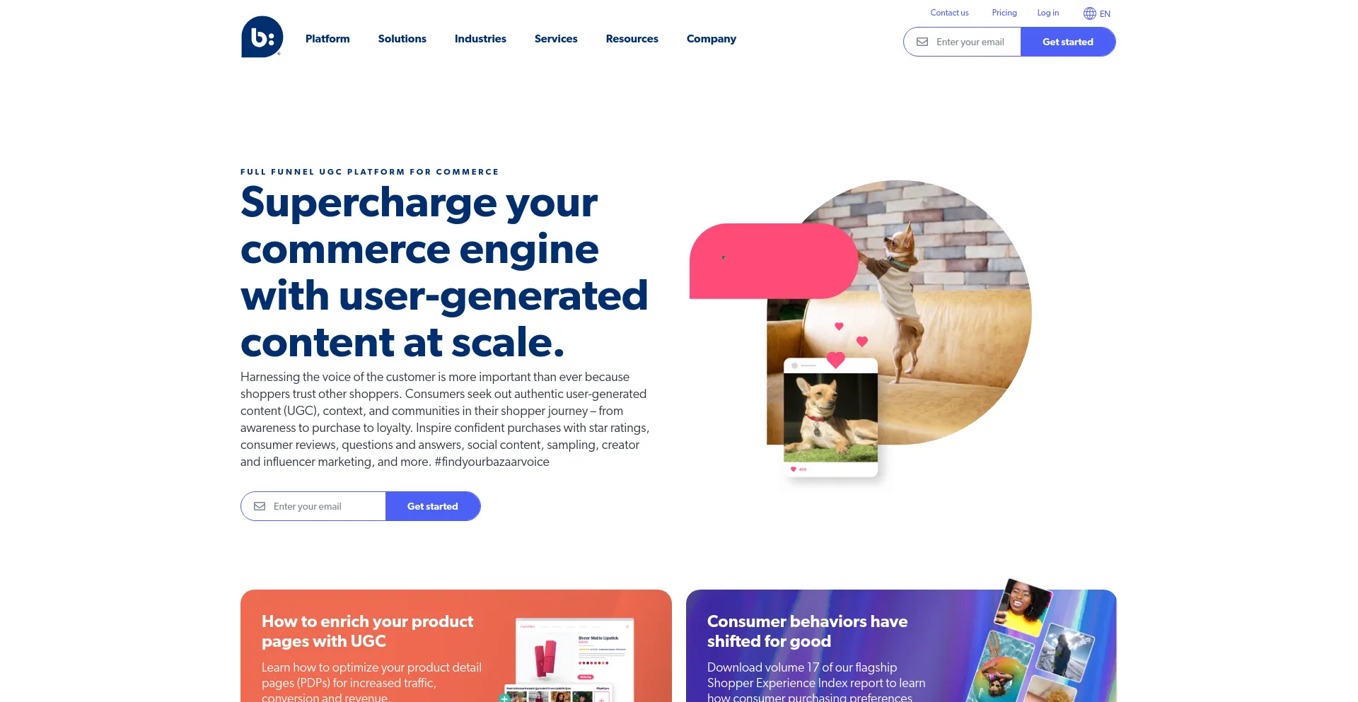 Screenshot of bazaarvoice.com homepage