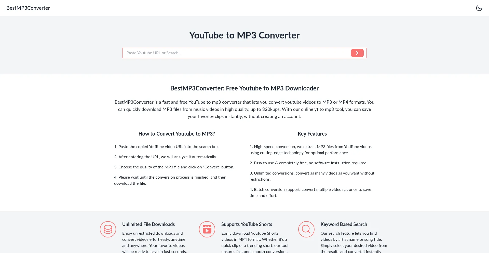 Screenshot of bestmp3converter.com homepage