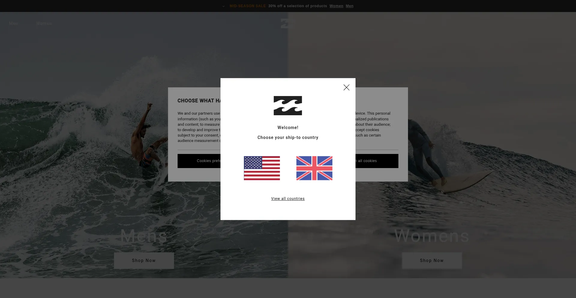 Screenshot of billabong.co.uk homepage