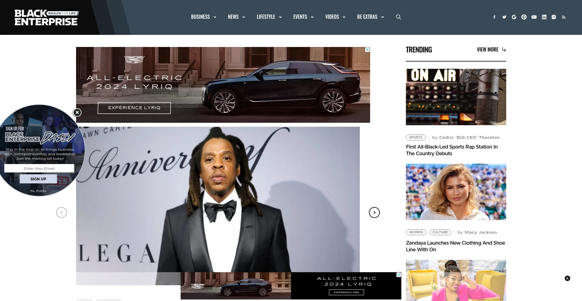 Screenshot of blackenterprise.com homepage