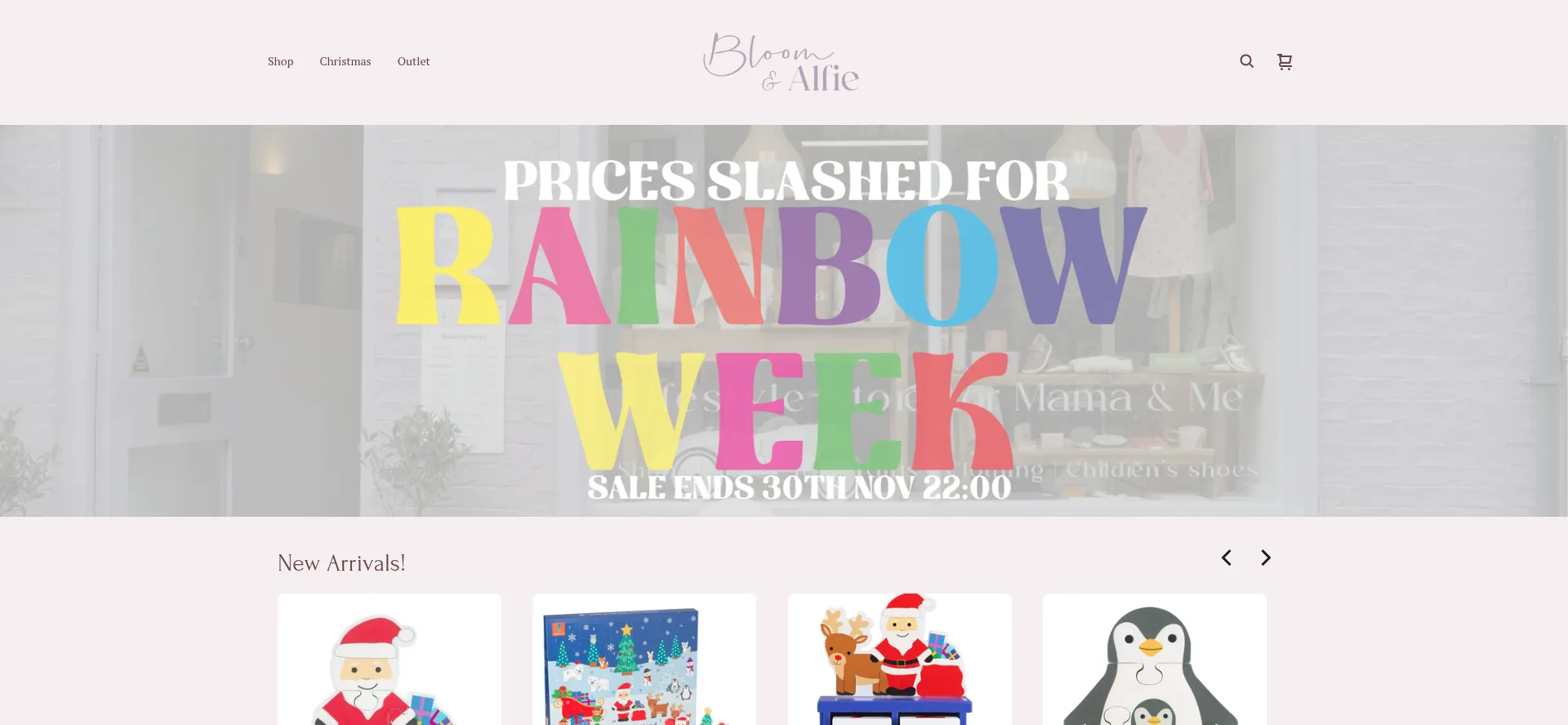 Screenshot of bloomandalfie.com homepage