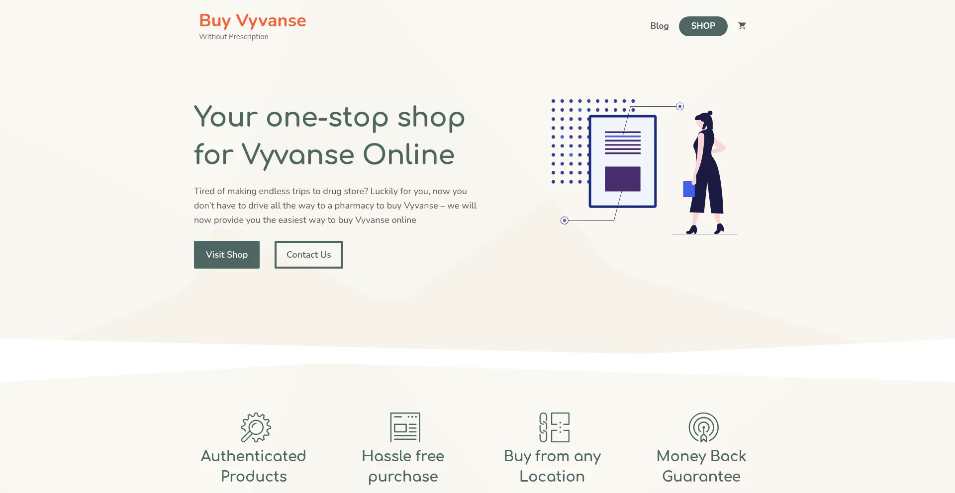 Screenshot of buyvyvanseonline.com homepage