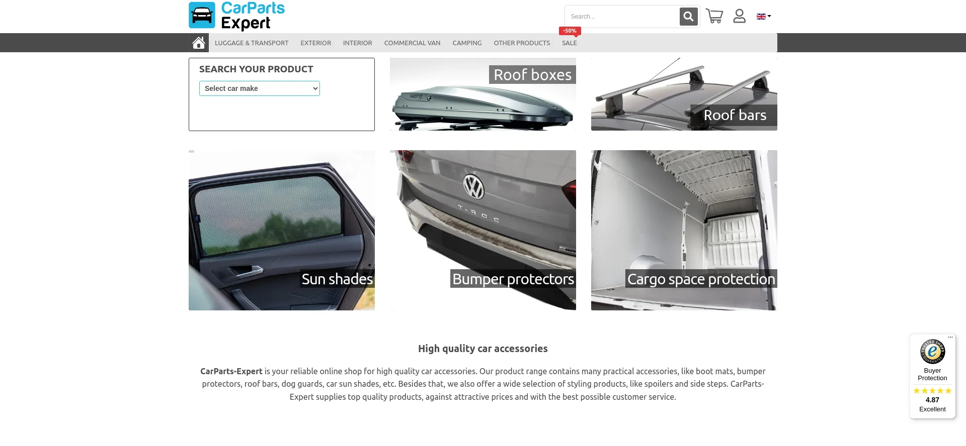 Screenshot of carparts-expert.com homepage