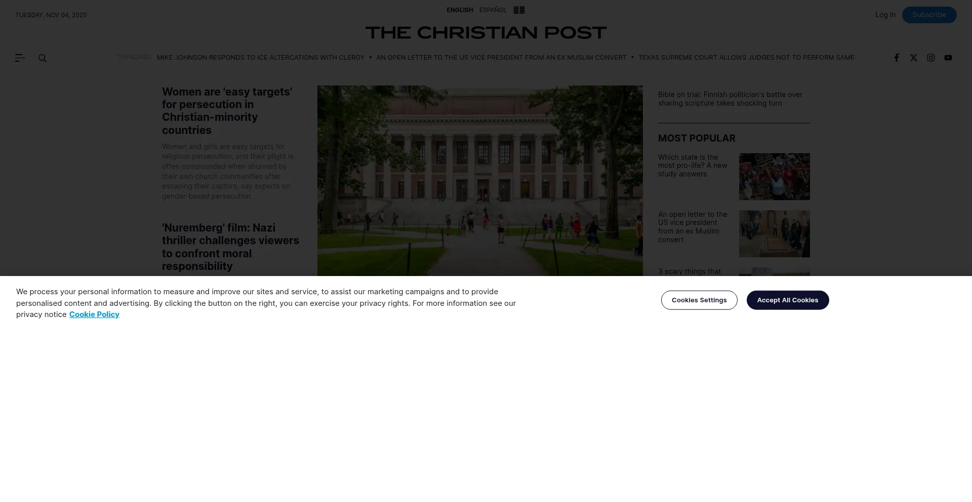 Screenshot of christianpost.com homepage