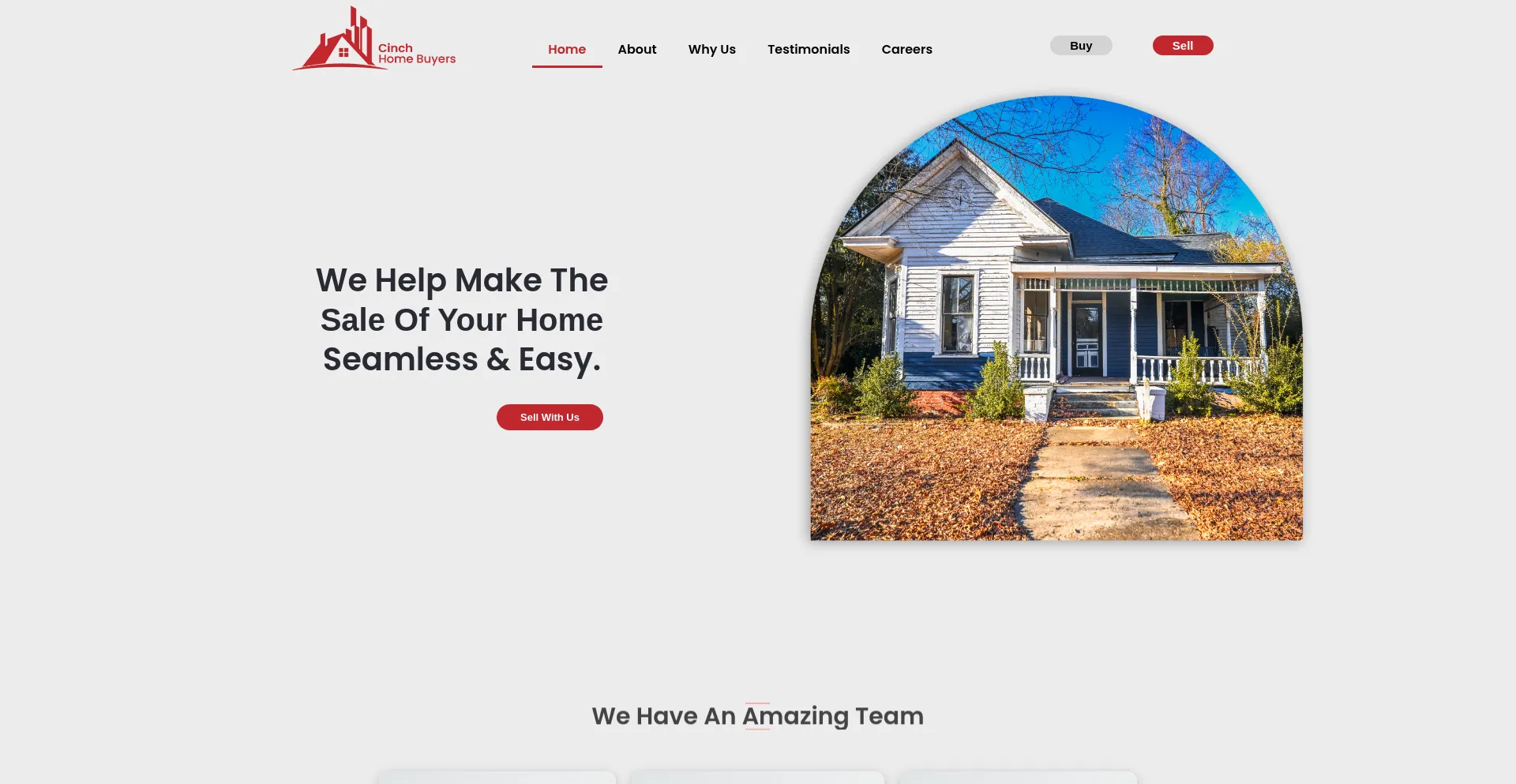 Screenshot of cinchhomebuyers.com homepage