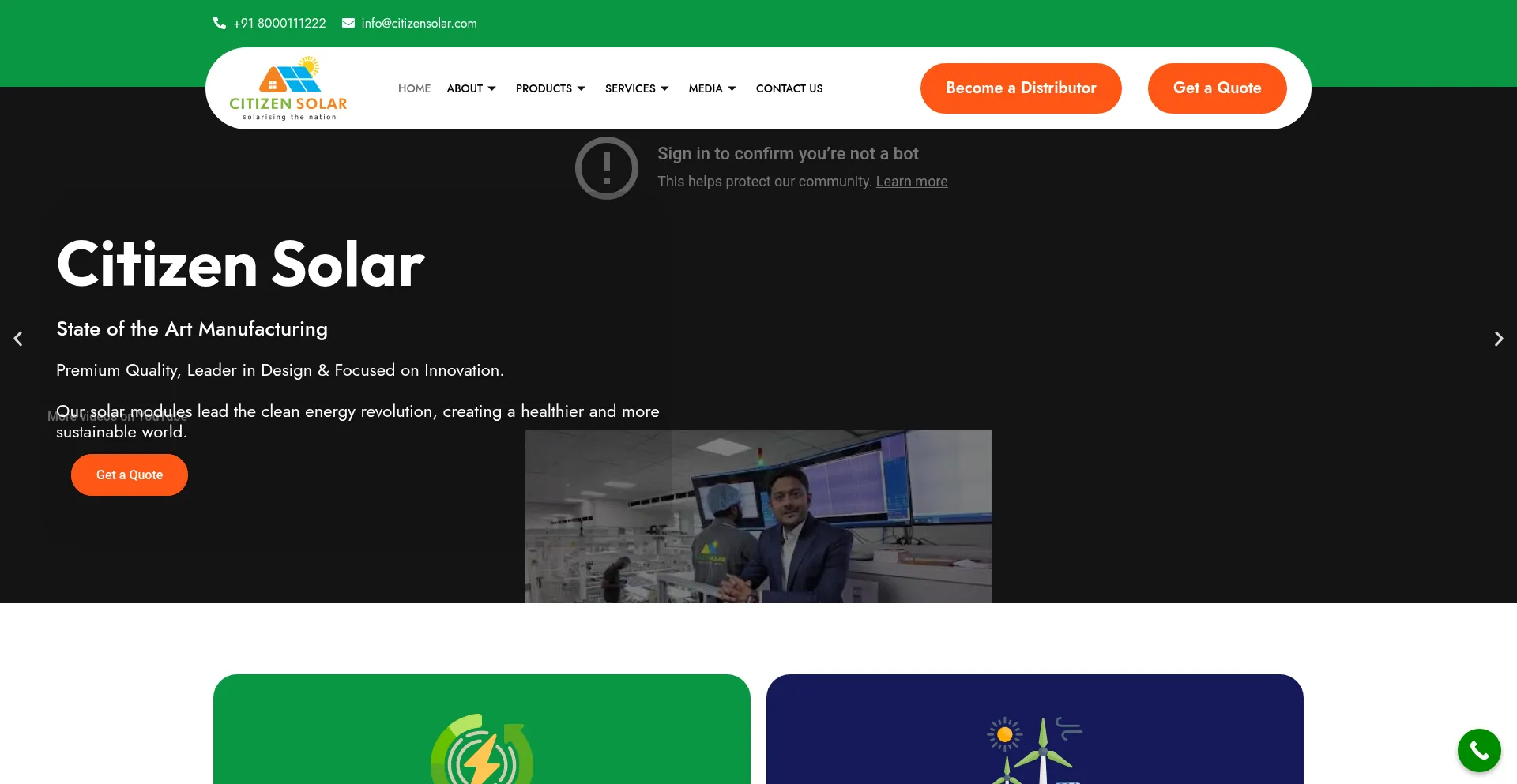 Screenshot of citizensolar.com homepage