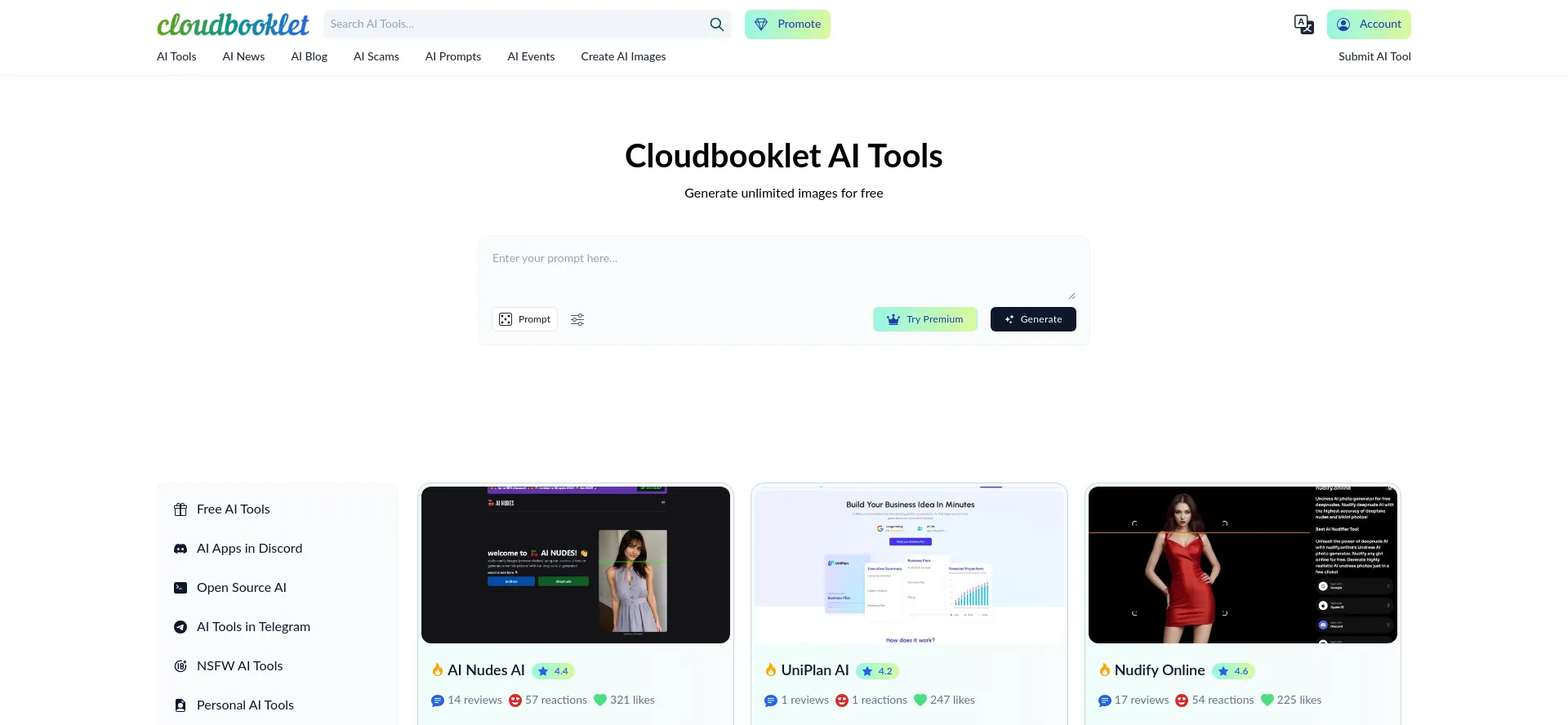 Screenshot of cloudbooklet.com homepage