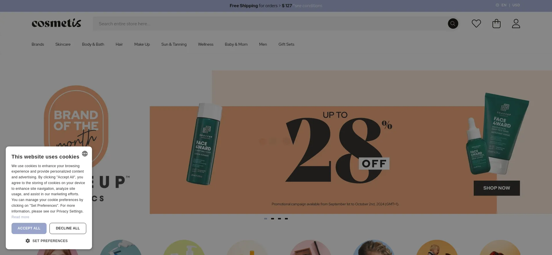 Screenshot of cosmetis.com homepage