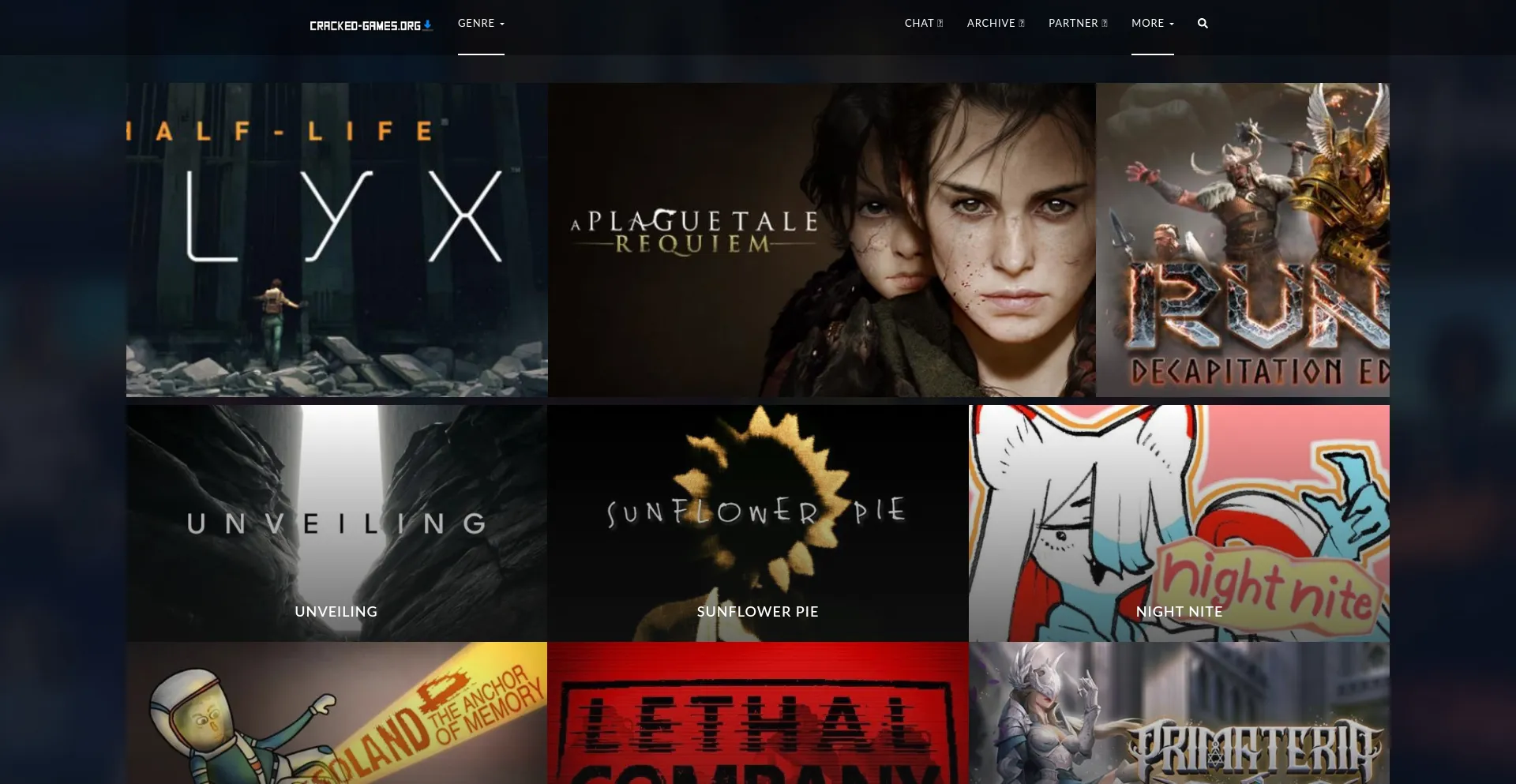 Screenshot of cracked-games.org homepage