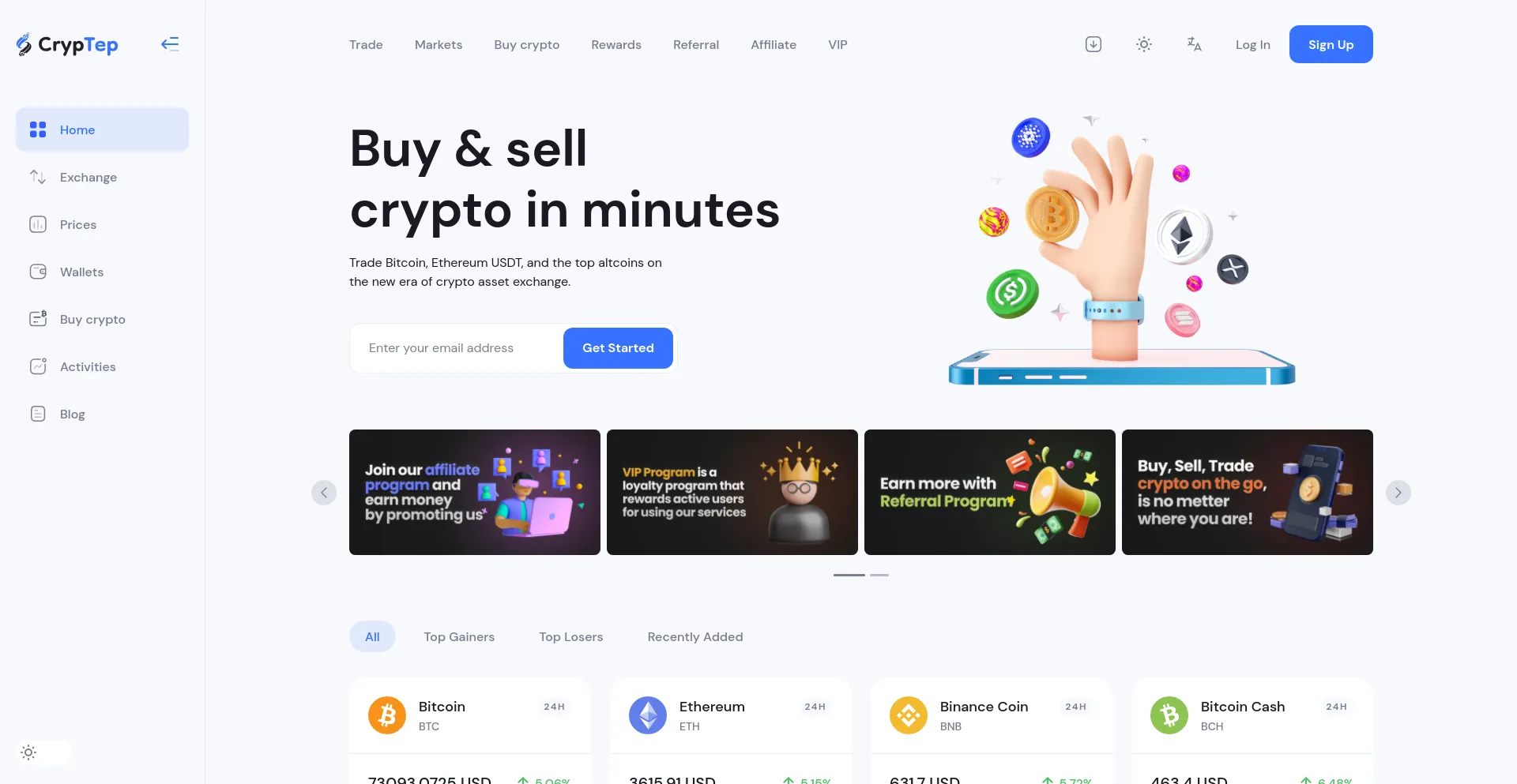 Screenshot of cryptep.com homepage