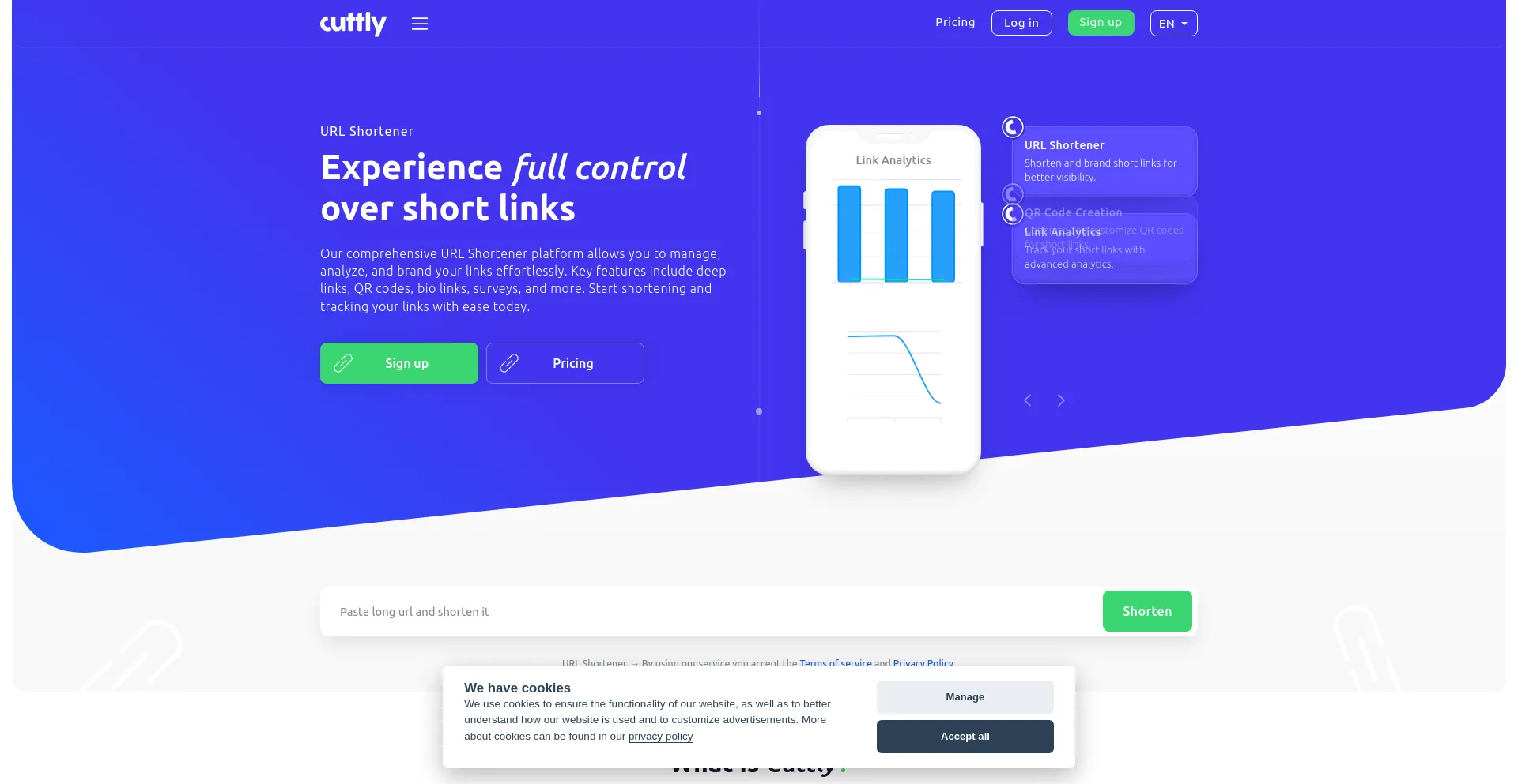 Screenshot of cutt.ly homepage