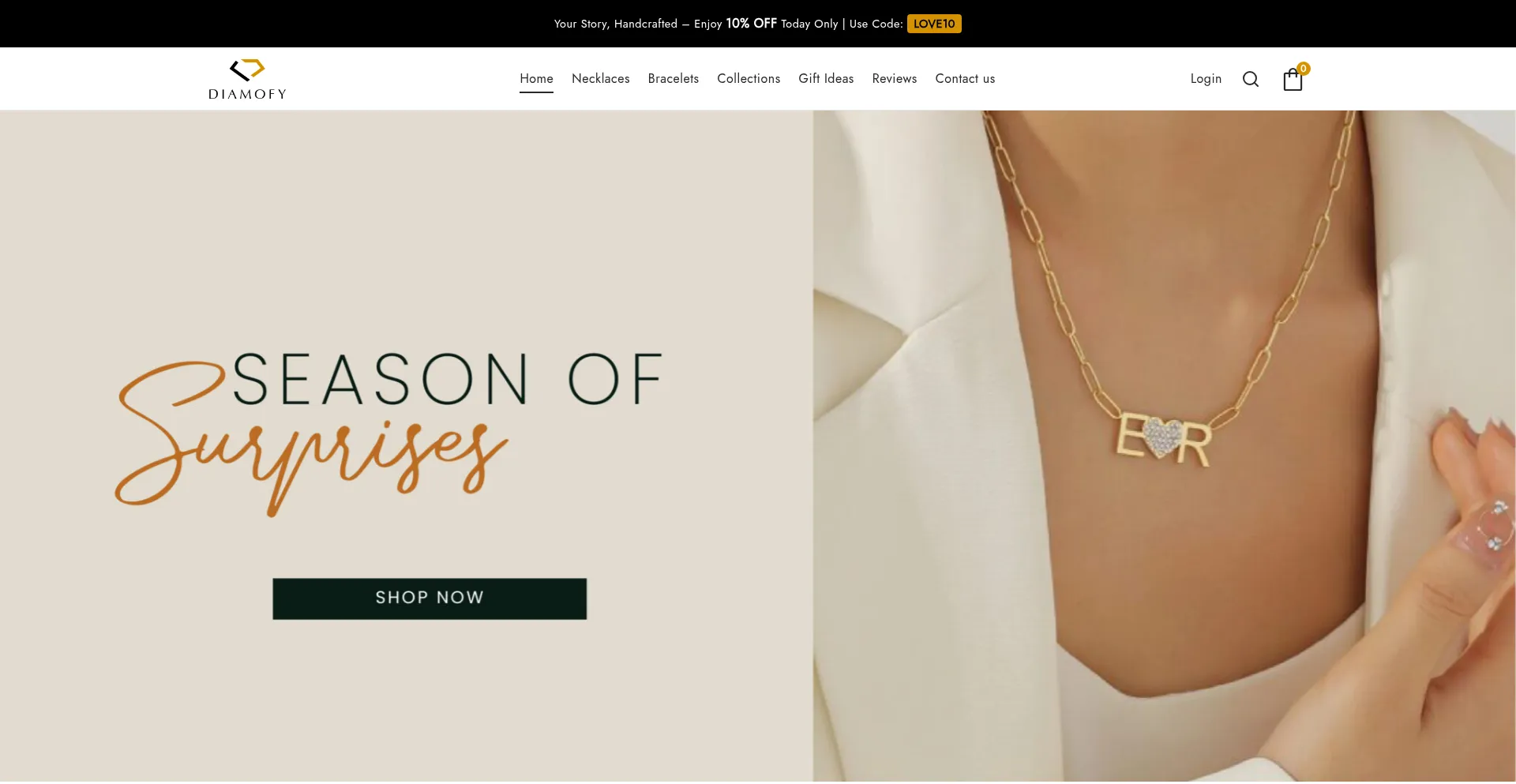 Screenshot of diamofy.com homepage