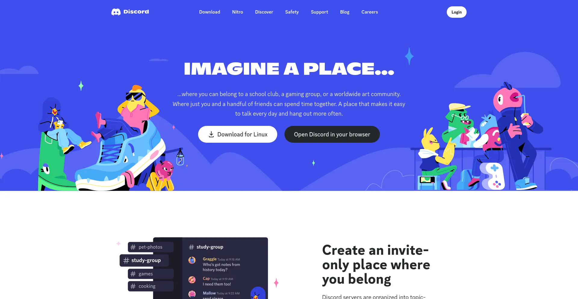 Screenshot of discord.com homepage