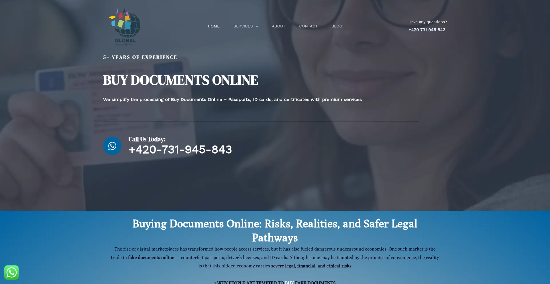 Screenshot of documentsforsaleonline.com homepage