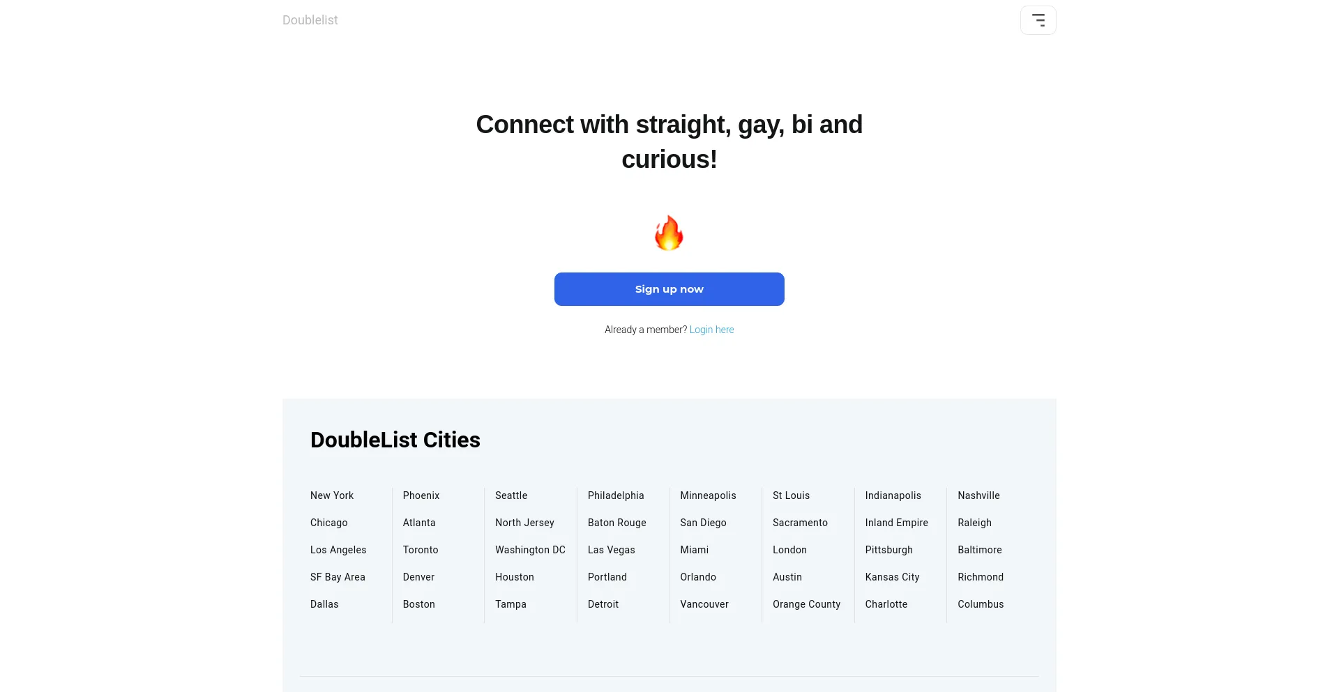 Screenshot of doublelist.com homepage