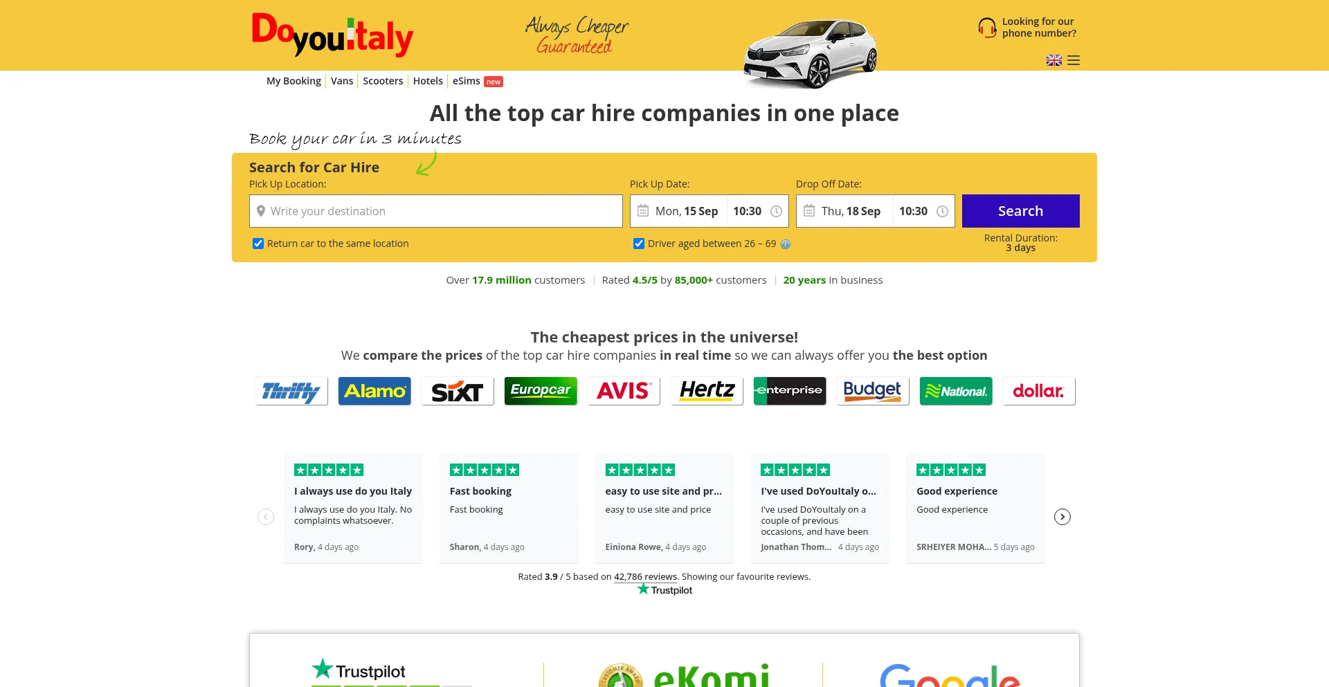 Screenshot of doyouitaly.com homepage