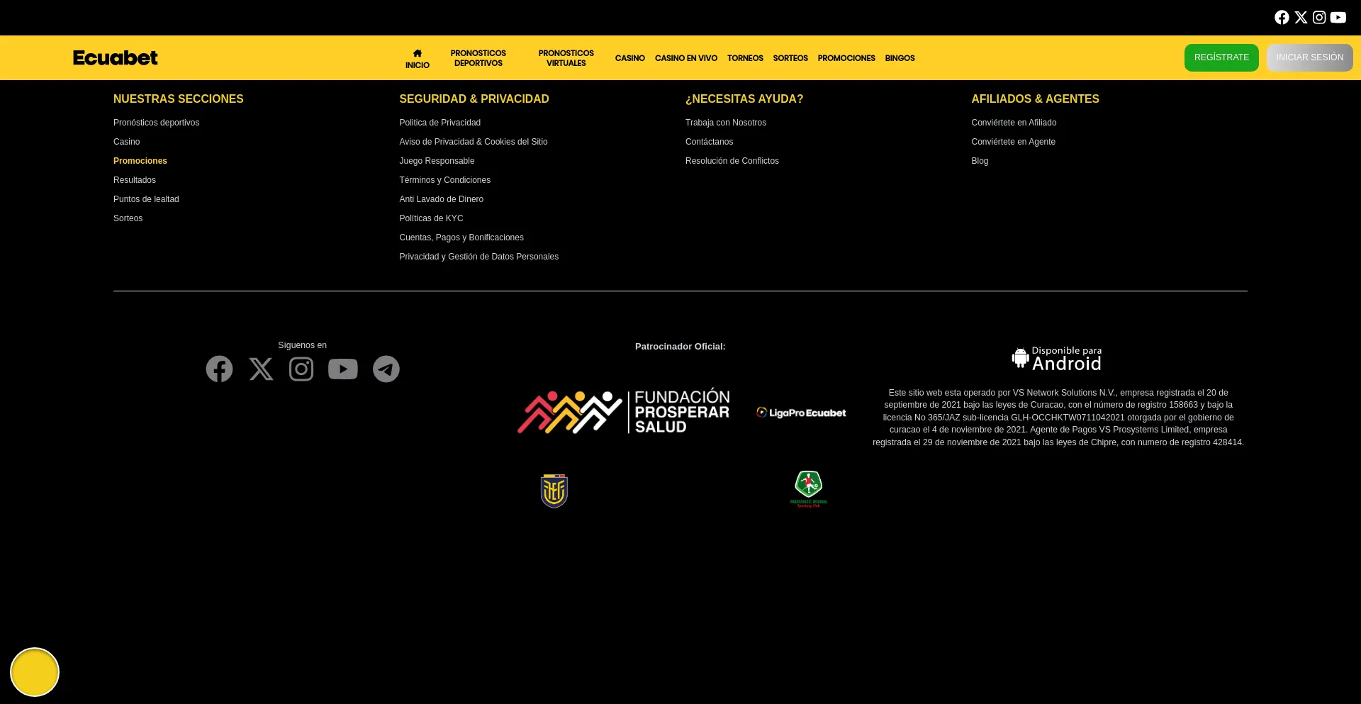 Screenshot of ecuabet.com homepage