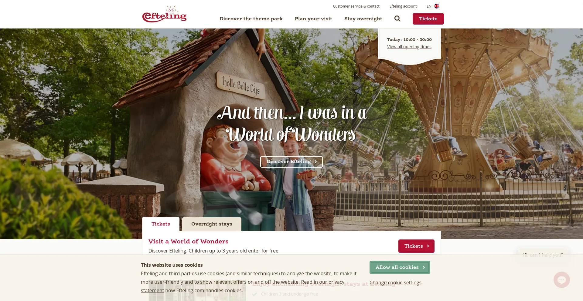 Screenshot of efteling.com homepage