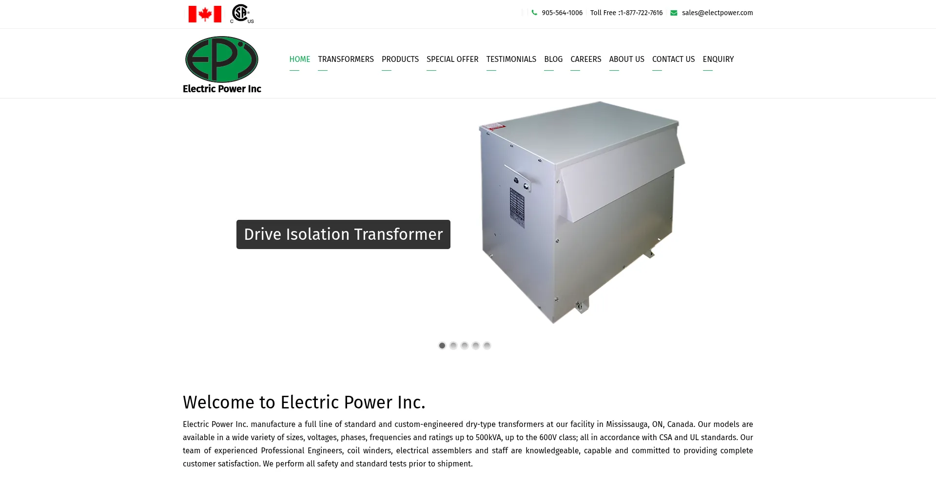 Screenshot of electpower.com homepage
