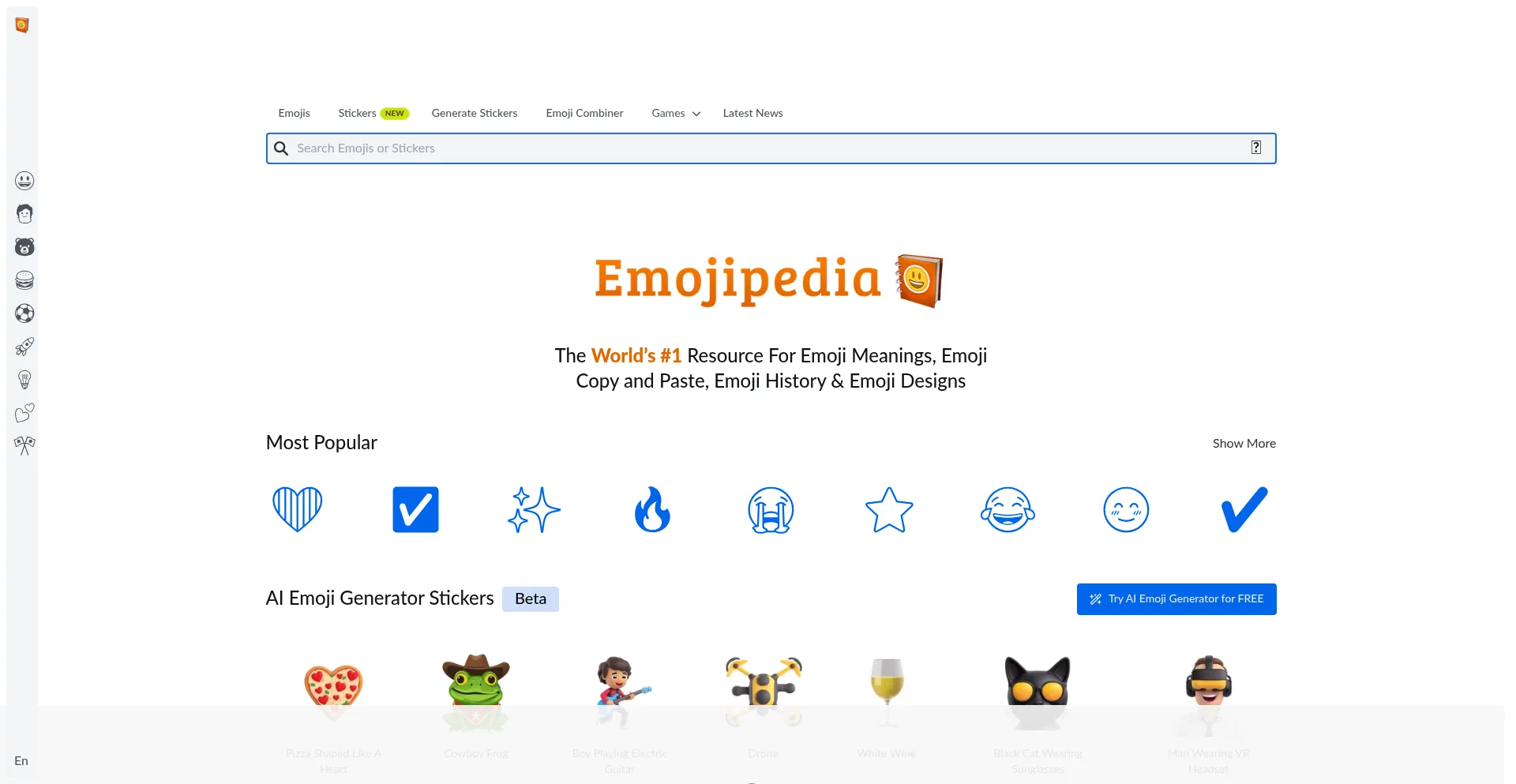Screenshot of emojipedia.org homepage