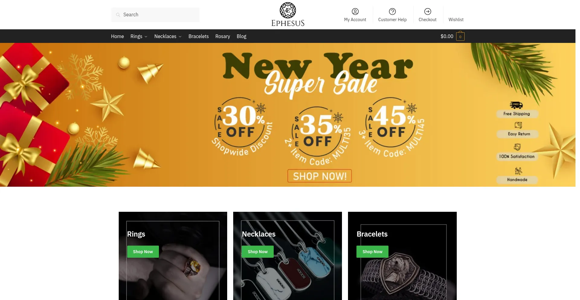 Screenshot of ephesusjewelry.com homepage