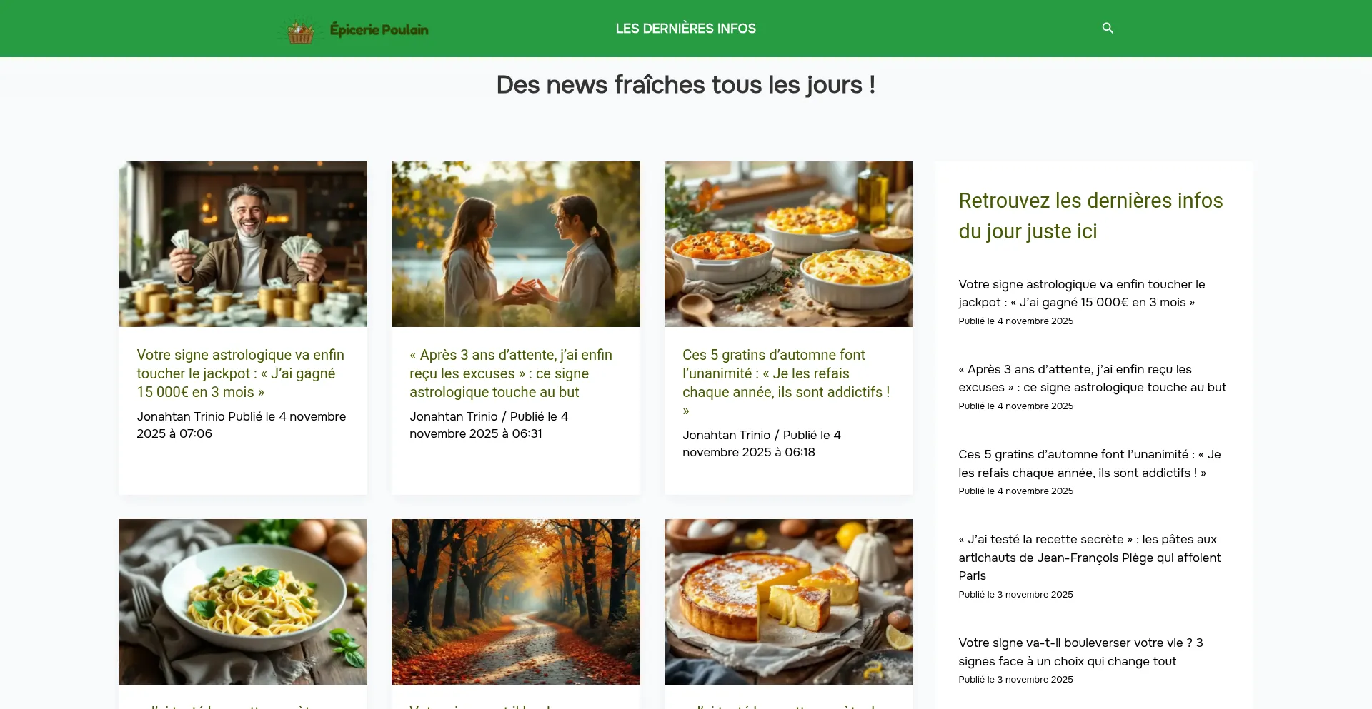 Screenshot of epicerie-poulain.fr homepage