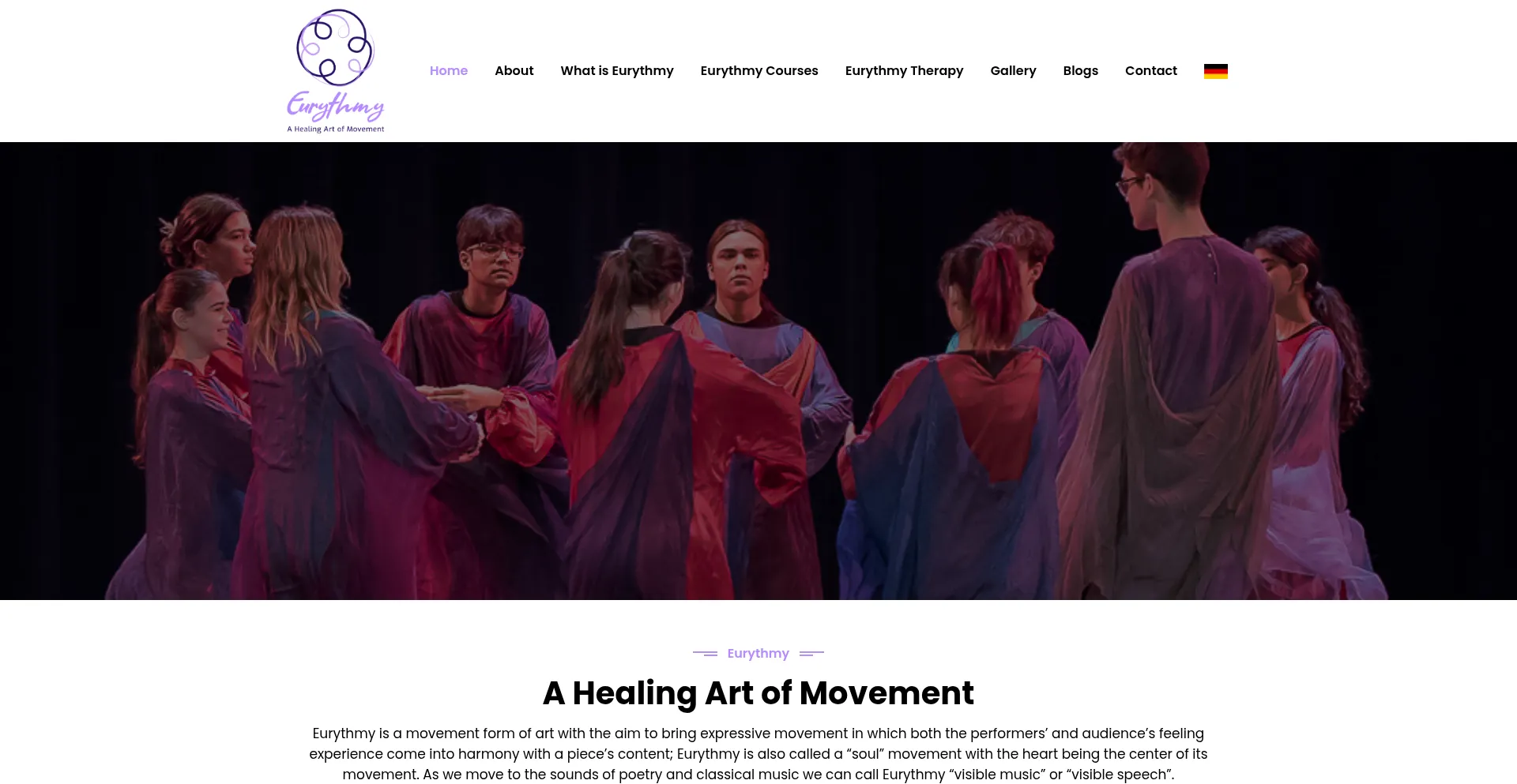 Screenshot of eurythmiezug.ch homepage