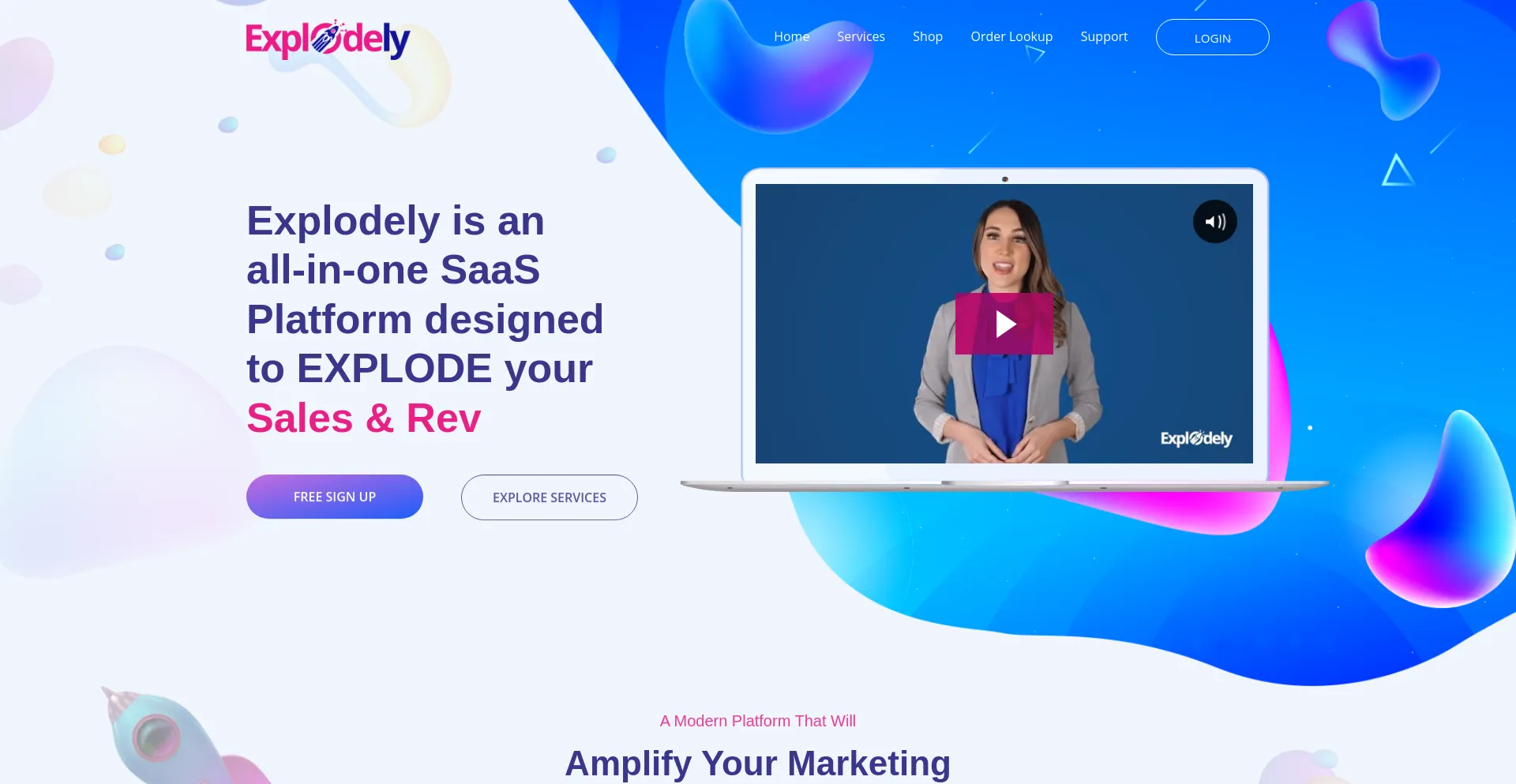 Screenshot of explodely.com homepage