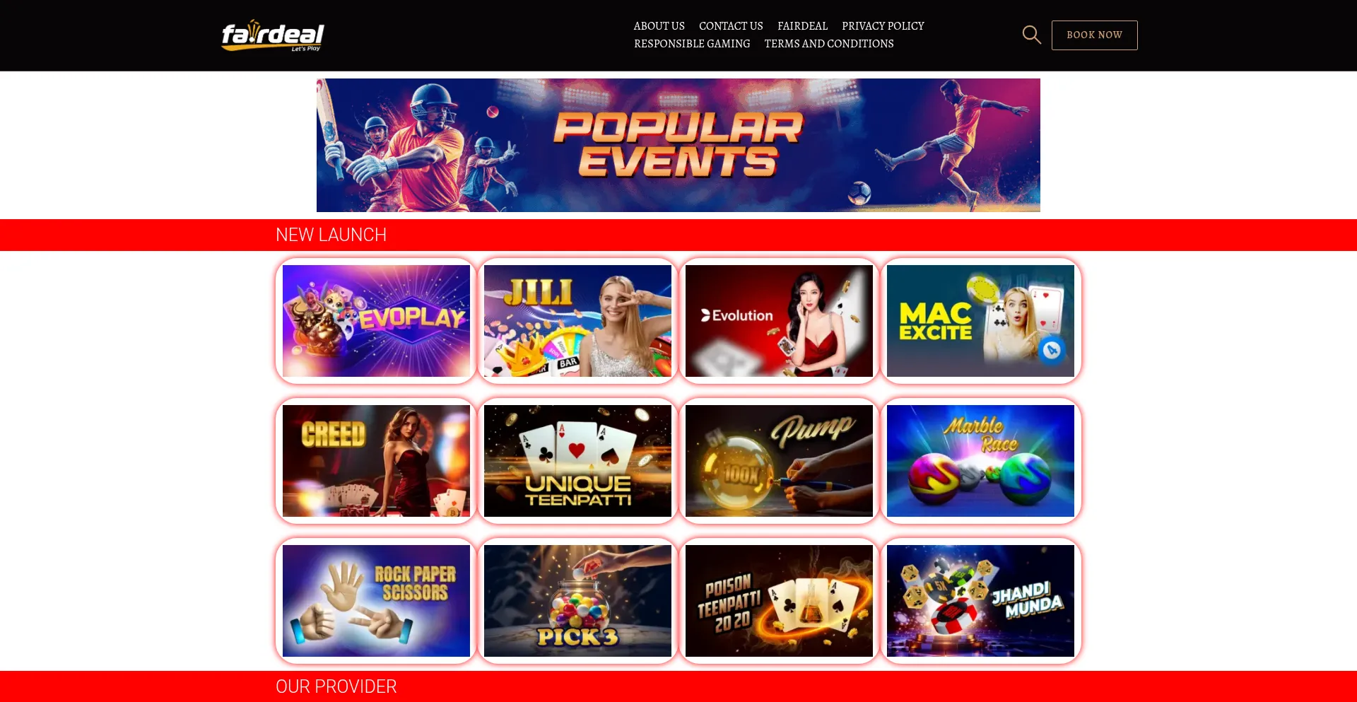 Screenshot of feardeals.games homepage