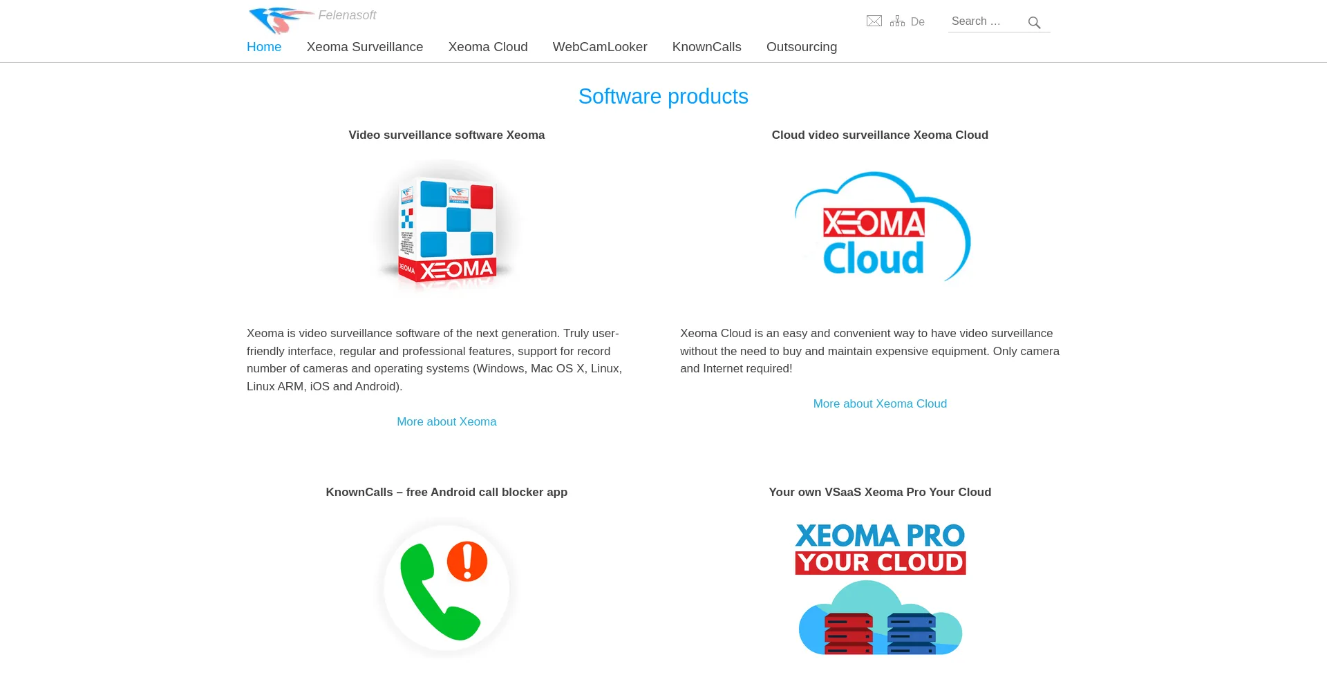 Screenshot of felenasoft.com homepage