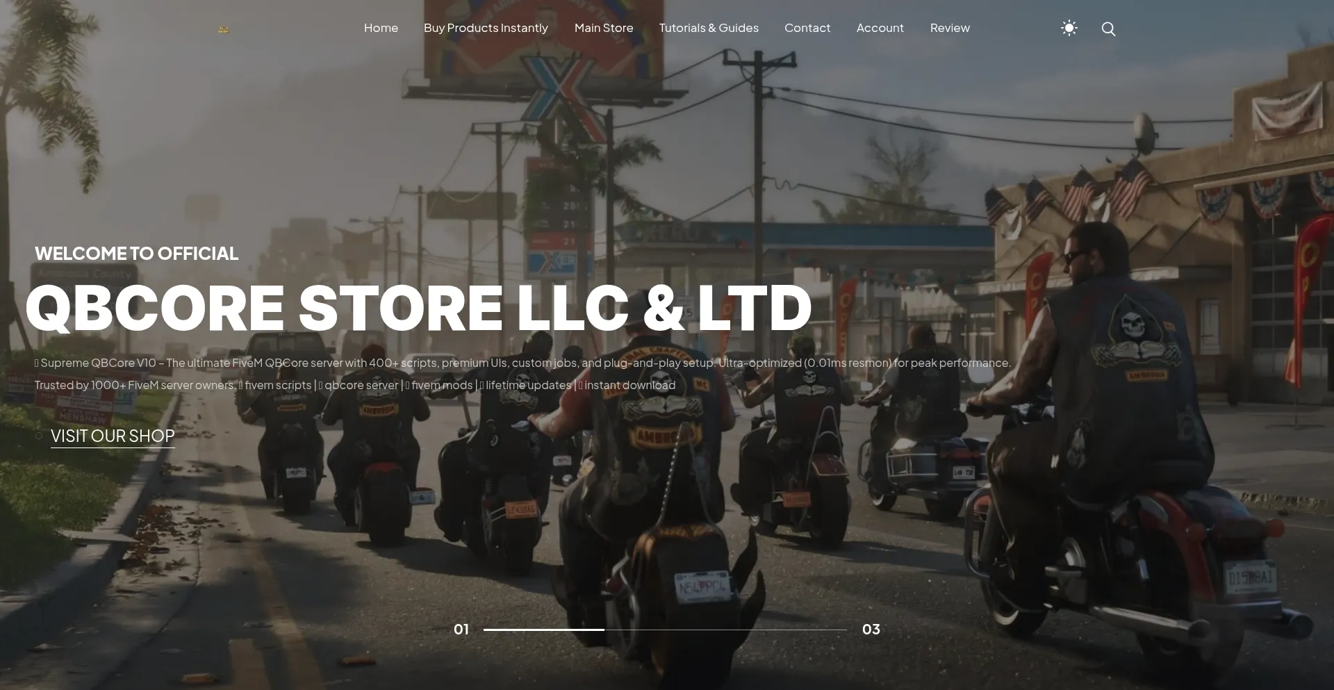 Screenshot of fivem-qbcore.com homepage