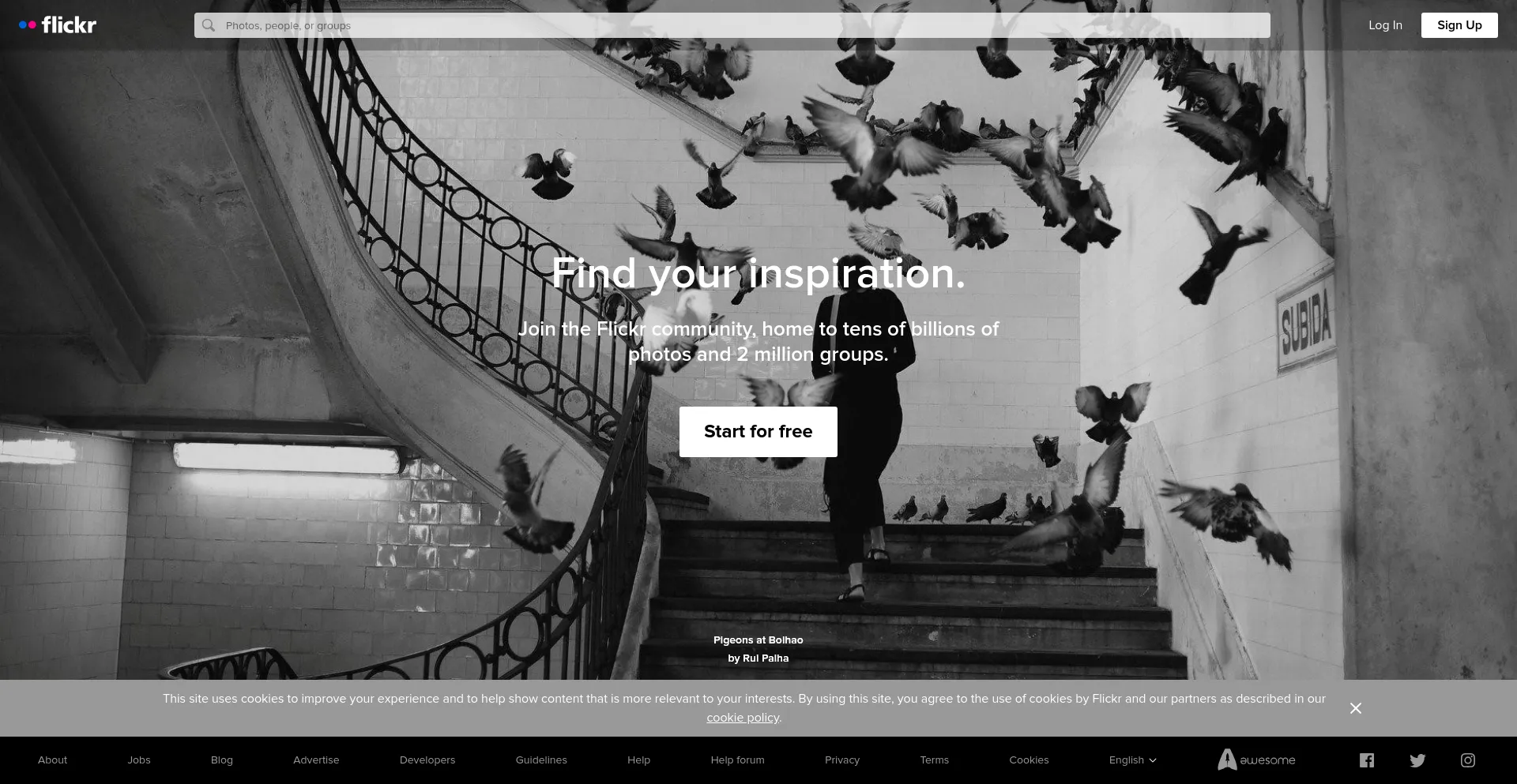 Screenshot of flickr.com homepage