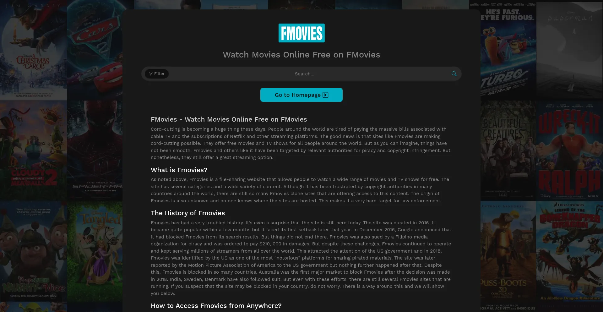 Screenshot of fmoviesz.org homepage