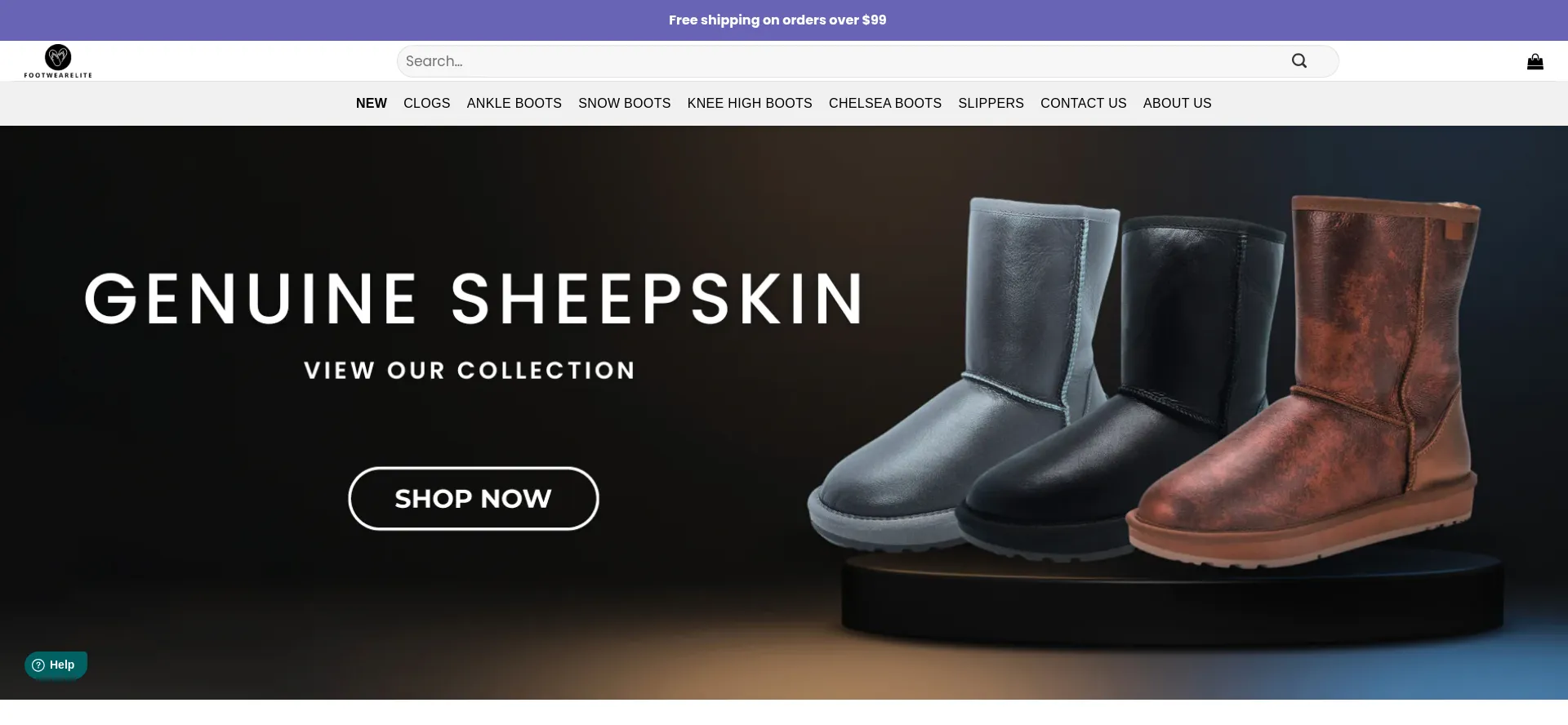 Screenshot of footwearelite.com homepage