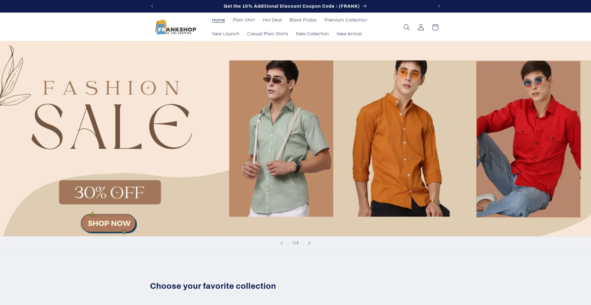 Screenshot of frankshop.co.in homepage