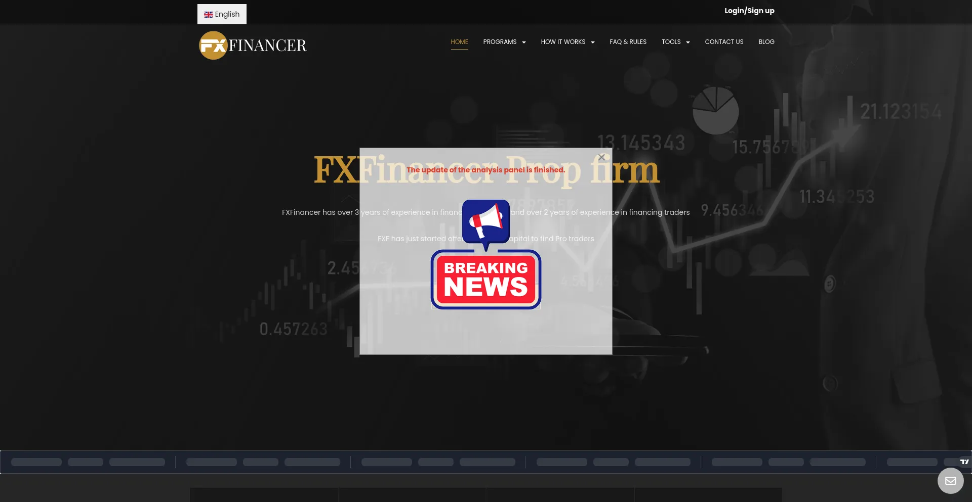 Screenshot of fxfinancer.com homepage