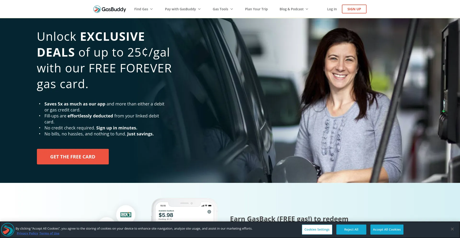 Screenshot of gasbuddy.com homepage